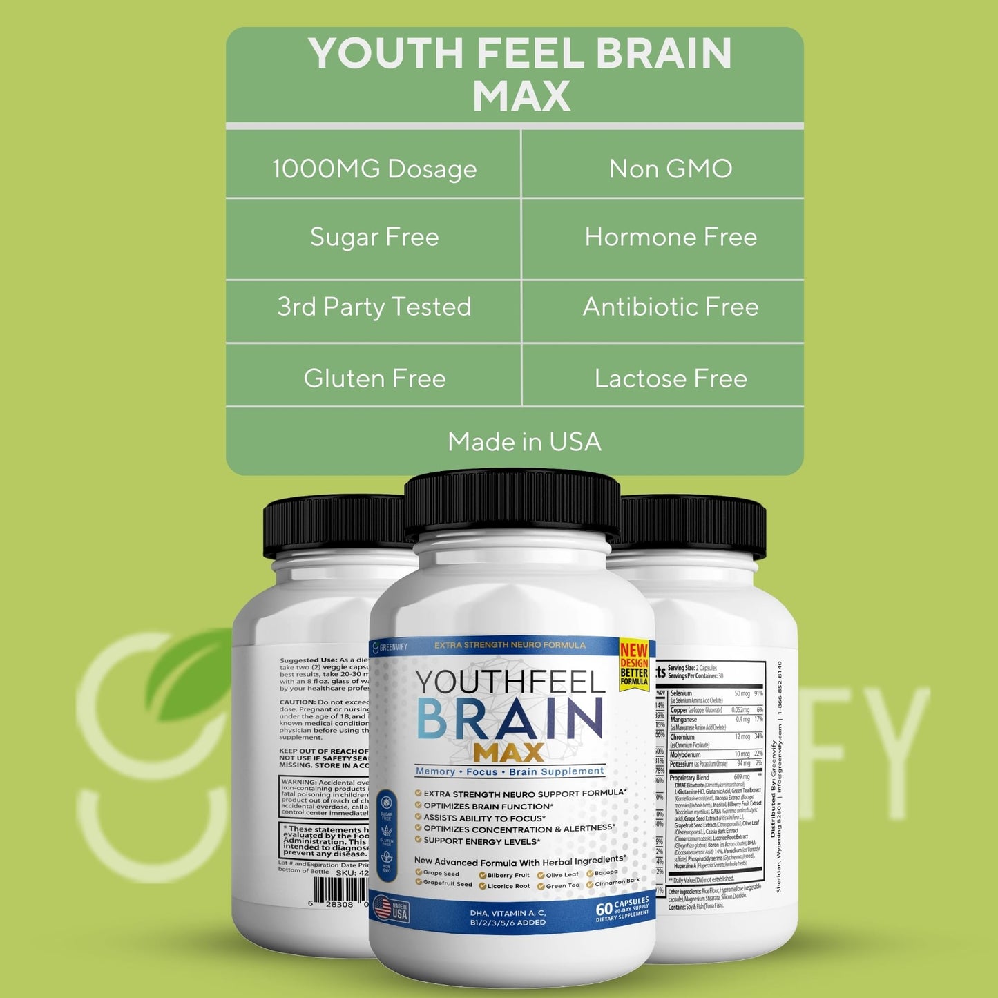 GREENVIFY Brain Max Memory Support Supplement Capsule 300