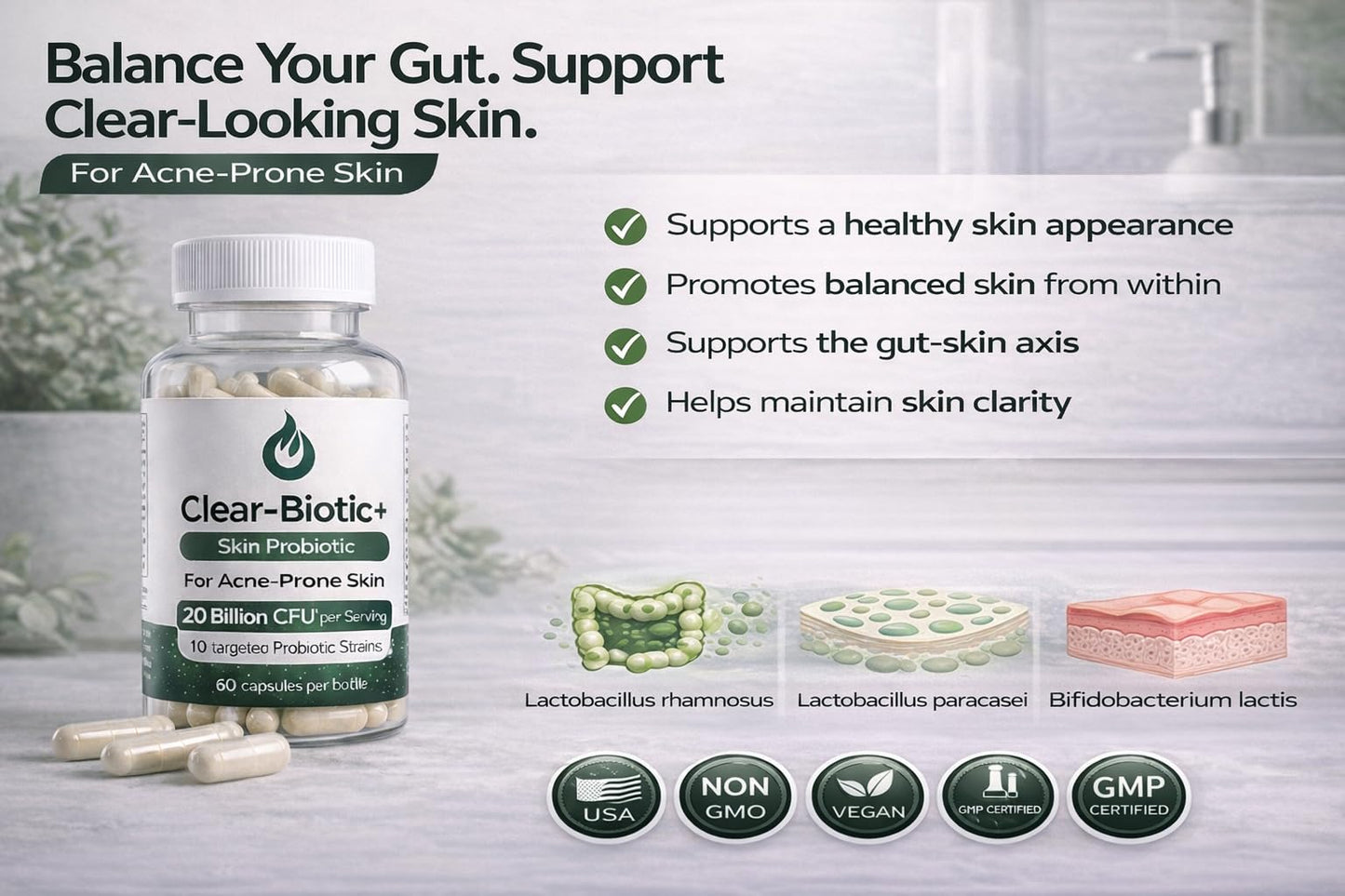 Unknown Clear Biotic Acne Vitamins Capsule, 60 Count