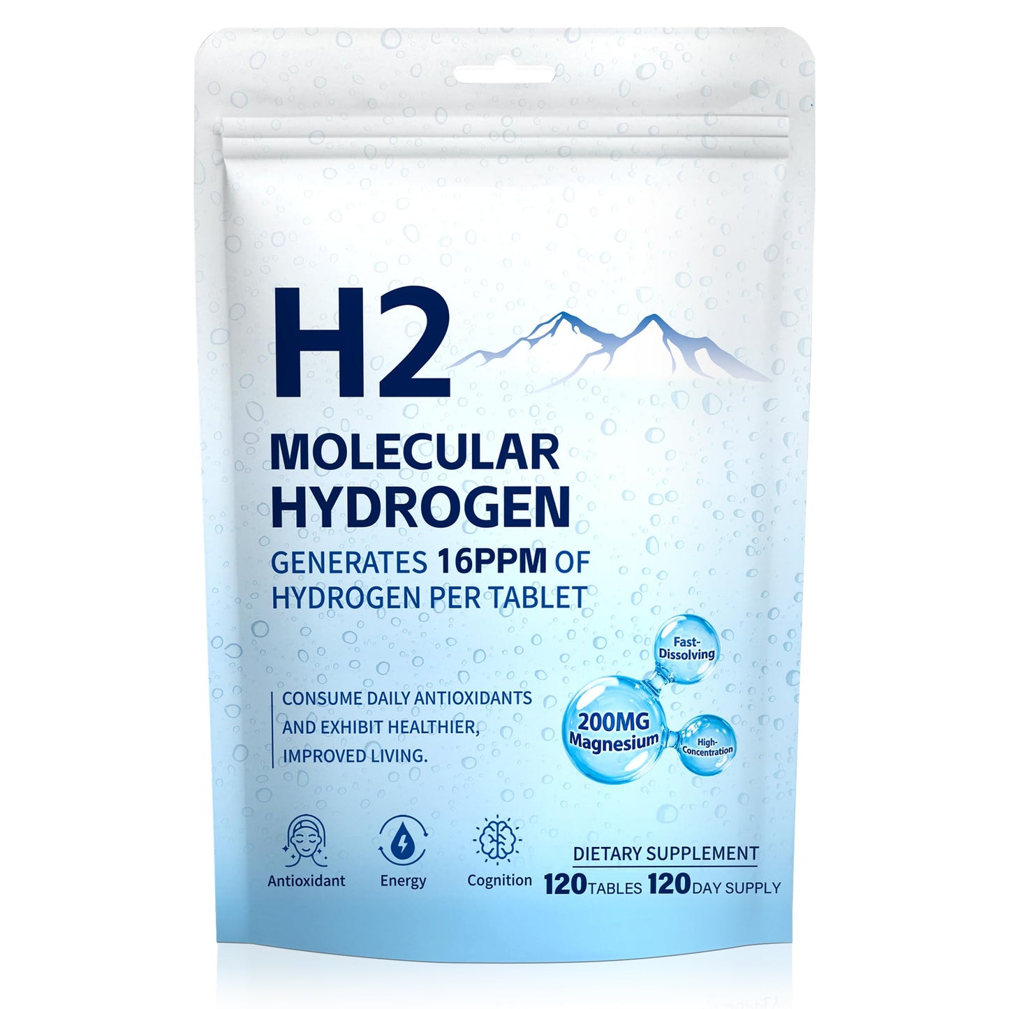 Hekeauo Hydrogen Water Tablets, 16PPM, 120 Tablets