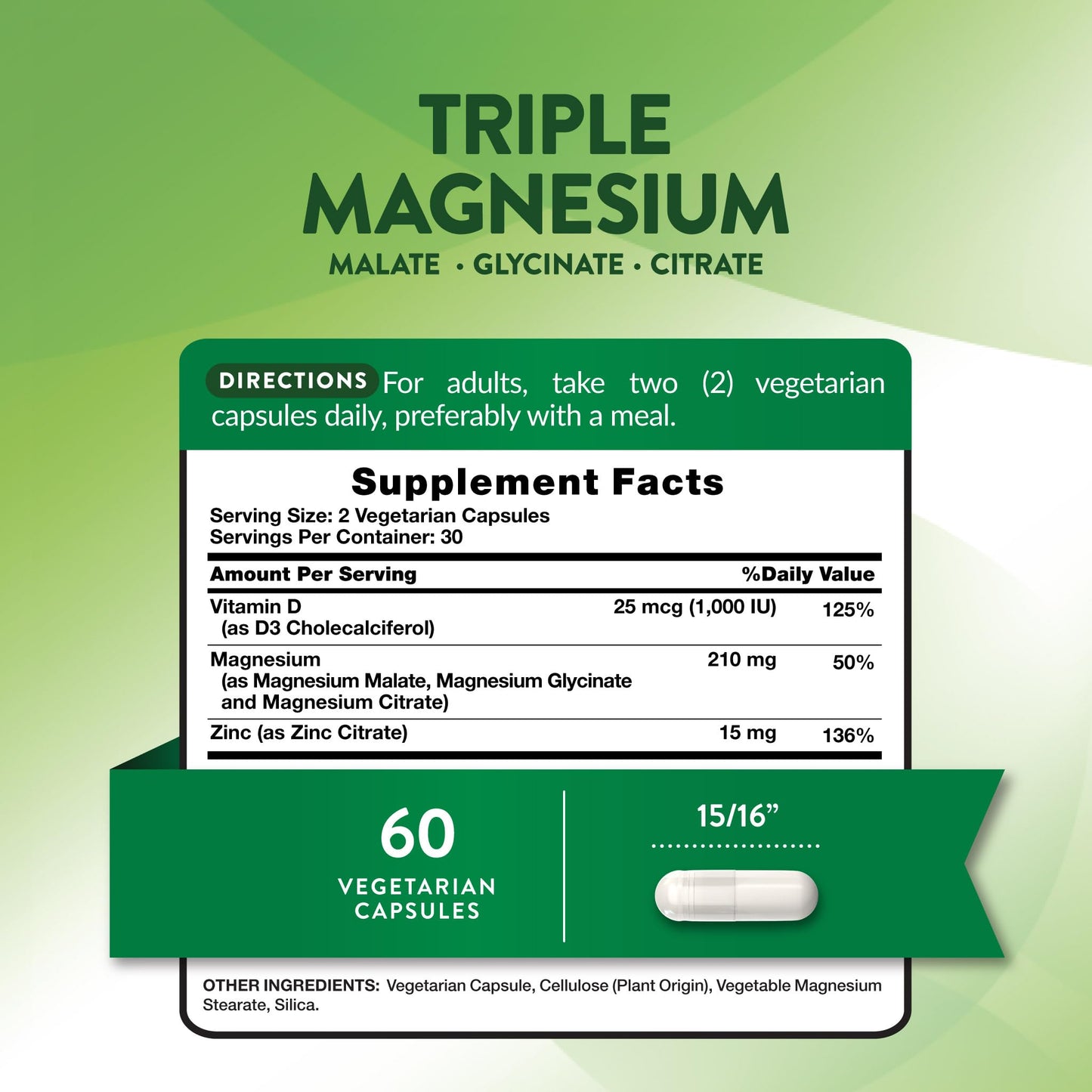 Nature's Truth Triple Magnesium Complex Supplement 60 Capsules