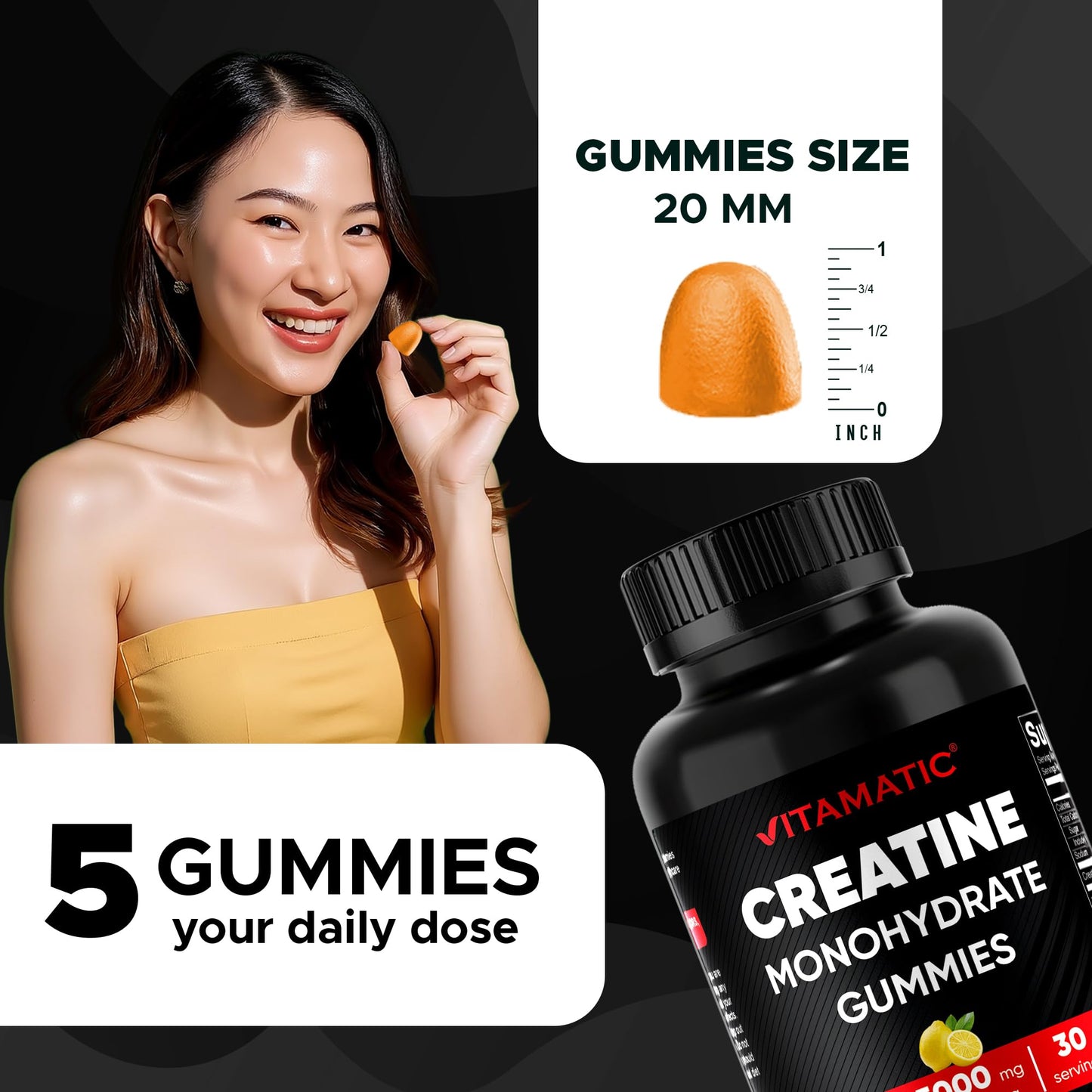 Vitamatic Creatine Monohydrate Gummies 150 Count
