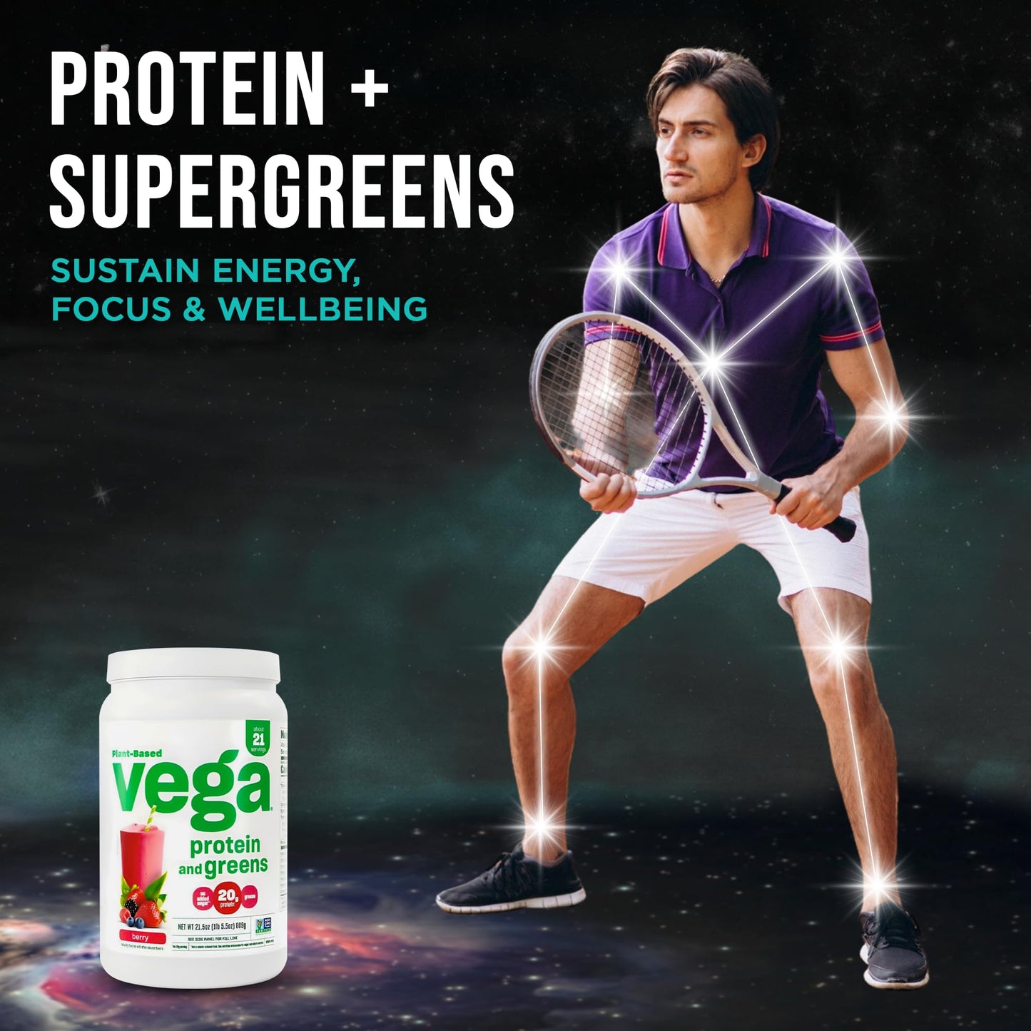 Vega Premium Protein + Supergreens Berry Powder, 21.5