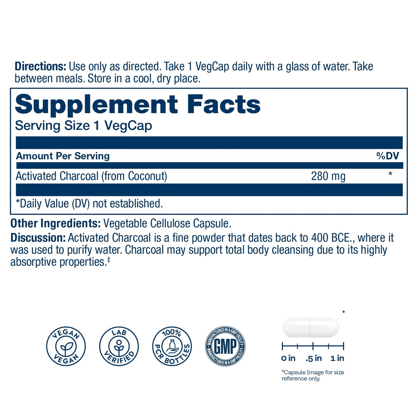 SOLARAY Activated Charcoal Supplement Capsule 90 Count