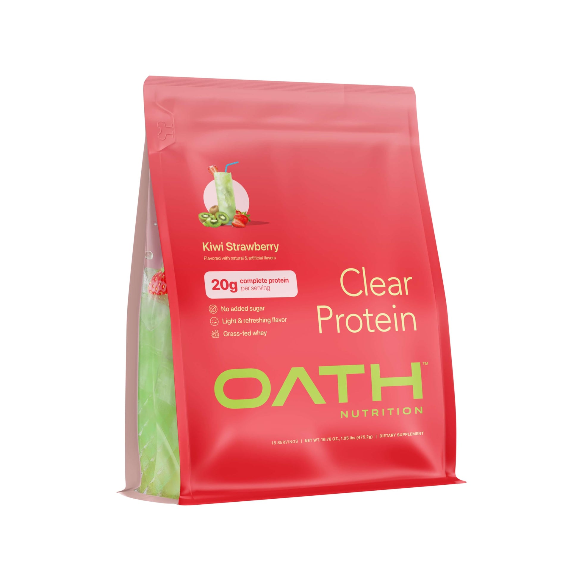 Oath Nutrition Clear Whey Isolate Protein Powder Kiwi Strawberry, 18 Servings