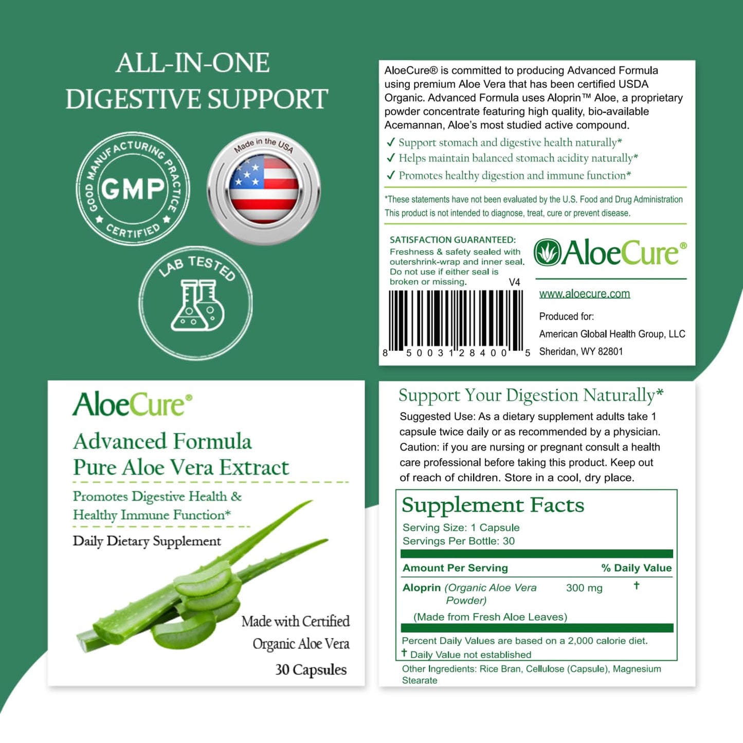 AloeCure Aloe Vera Capsules 3 Bottles
