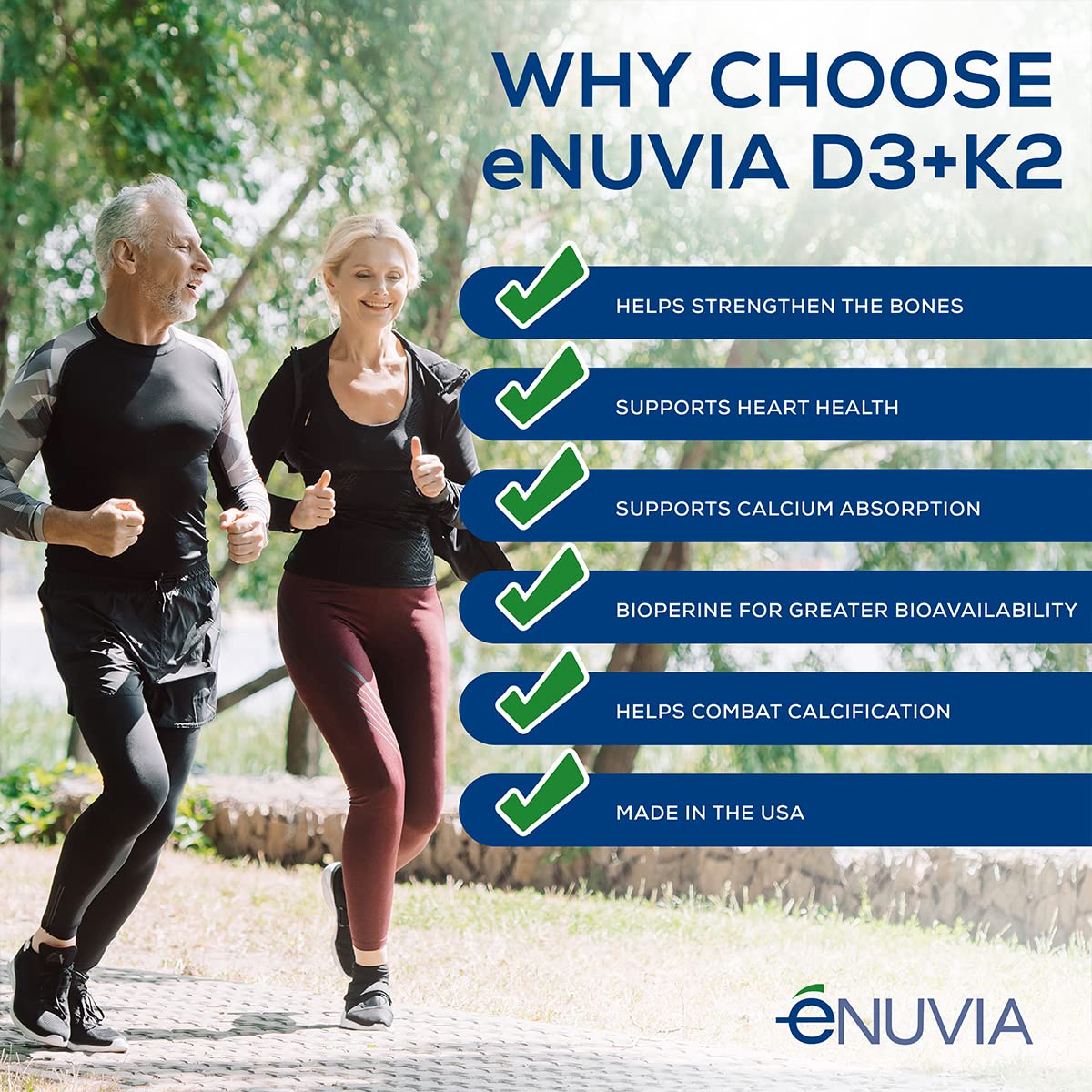 Enuvia D3+K2 Vitamin D3 K2 Supplement Capsule 60 Capsules