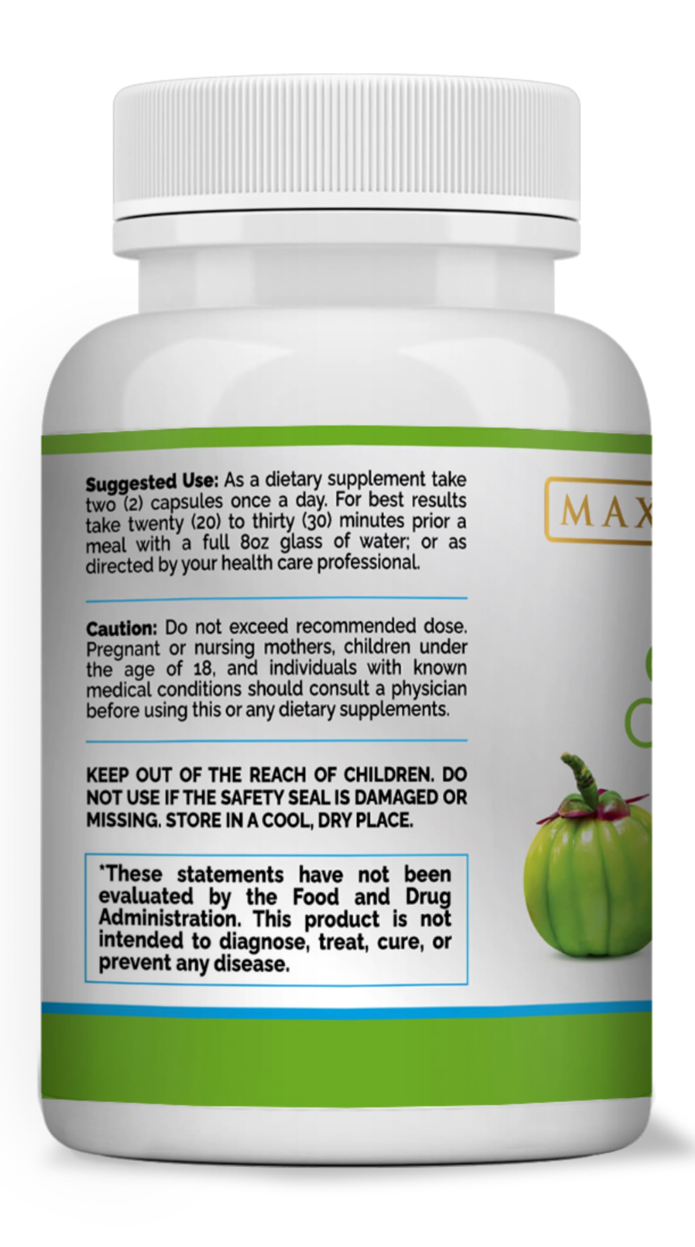 Maximum Slim Garcinia Cambogia Supplement - HCA Extract - Weight Support Formula for Men & Women - Non-GMO, Gluten Free 60 Capsules
