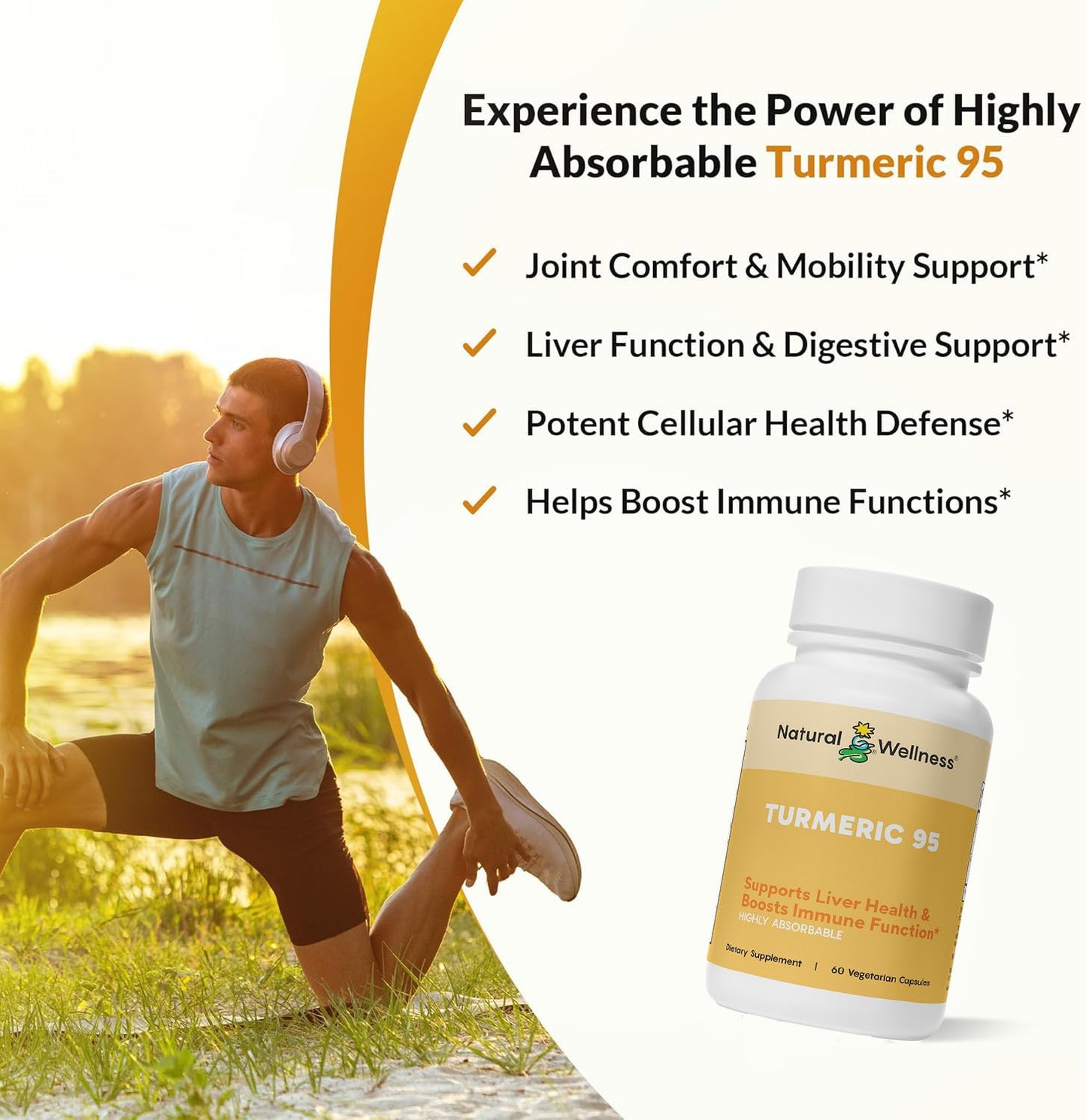 Natural Wellness Turmeric 95 with BioPerine 60 Capsules