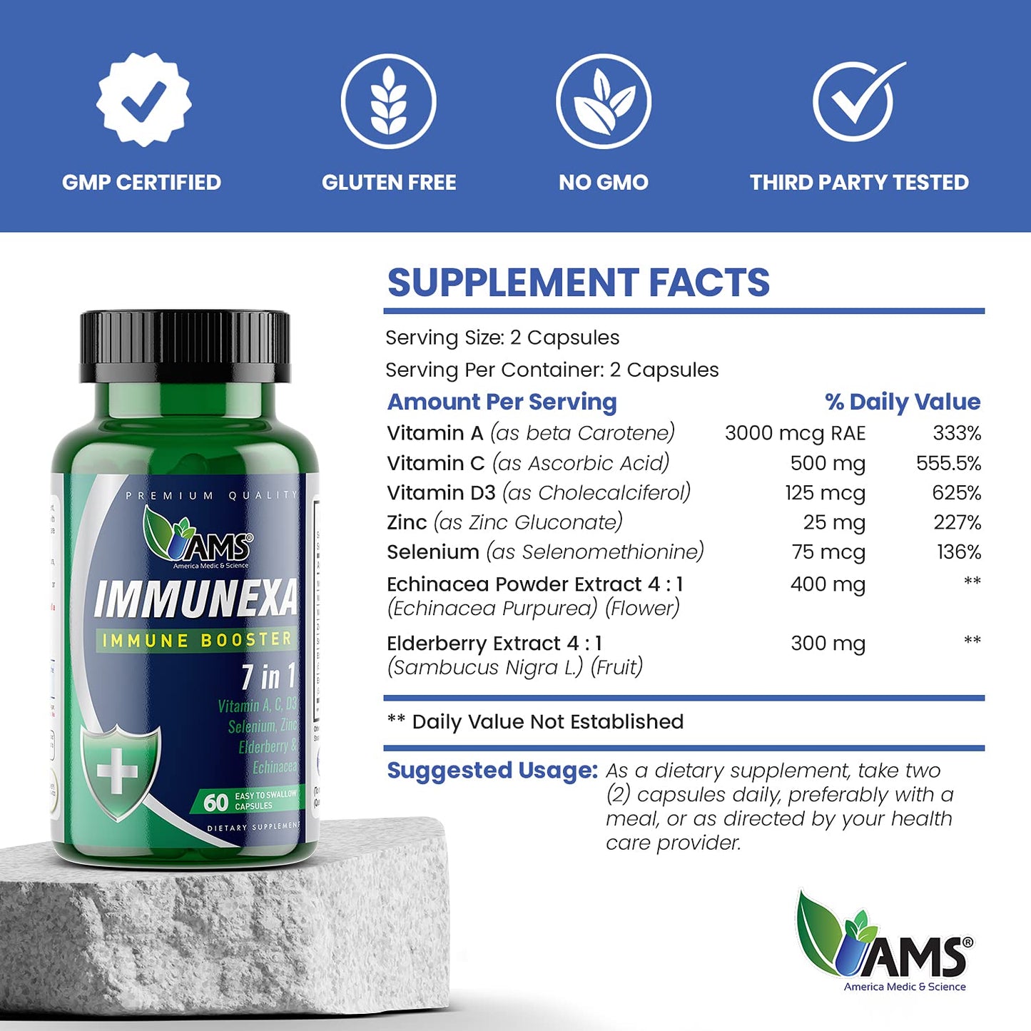America Medic & Science Immunexa 7 in 1 Immune Support Booster 60 Capsules