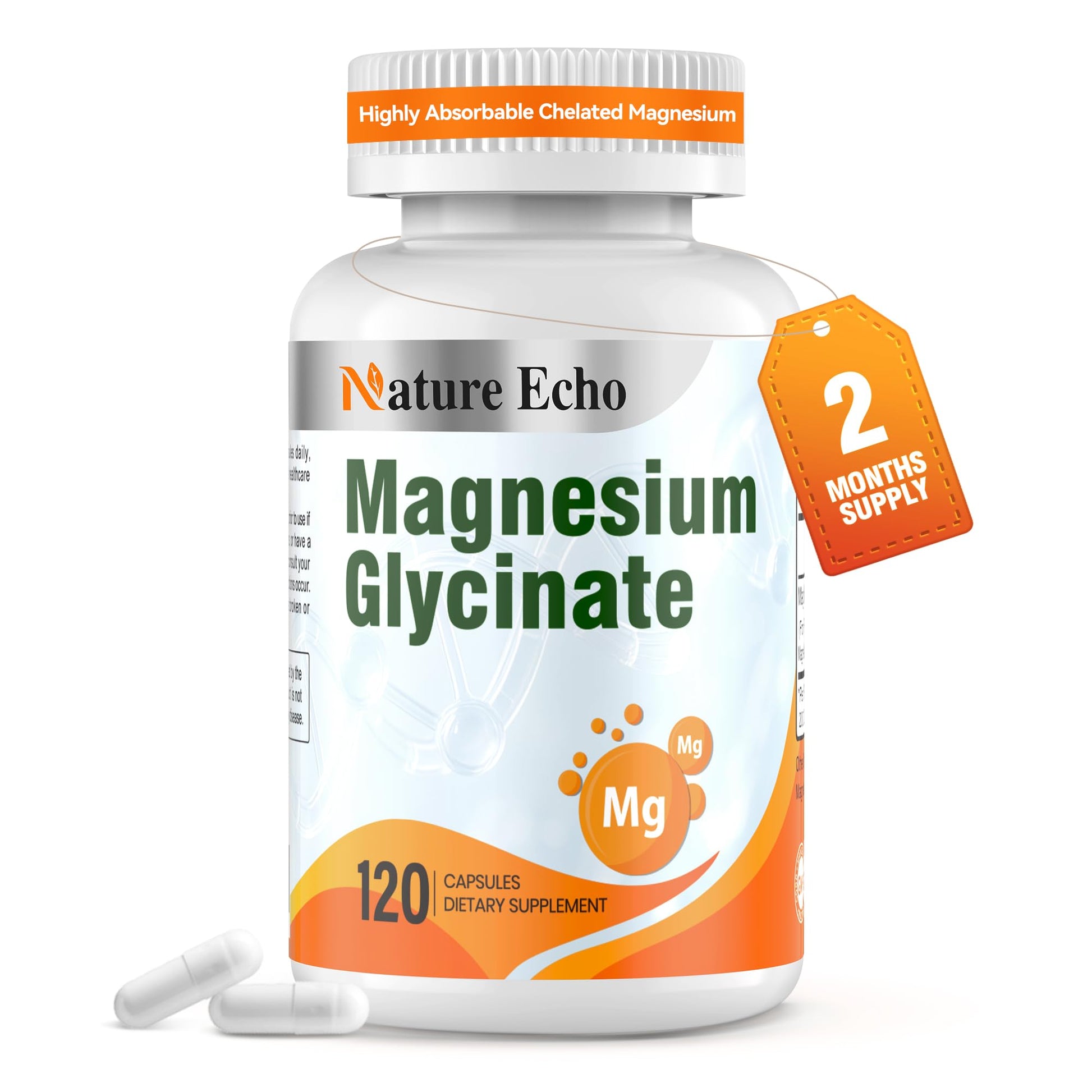 Nature Echo Magnesium Glycinate Supplement Capsules 120 Count