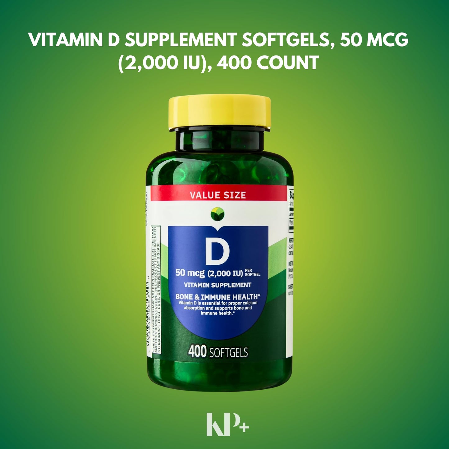 KP+ Vitamin D 50 mcg (2000 IU) Bone & Immune Health 800 Tablets