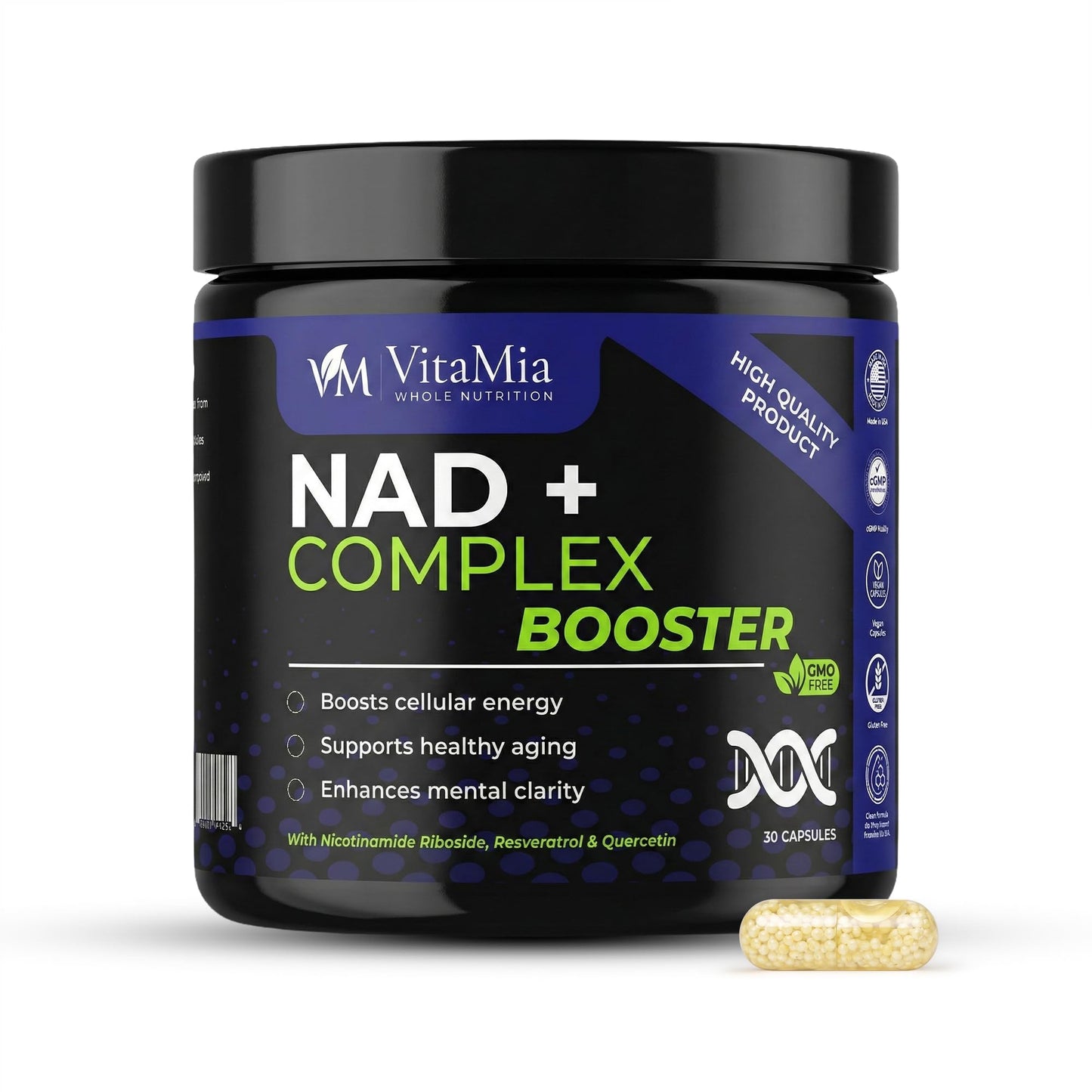 VitaMia Whole Nutrition NAD+ Complex Booster, 30 Capsules