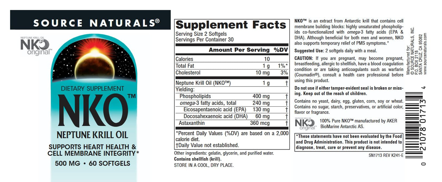 Source Naturals NKO Neptune Krill Oil Softgels 60 Count