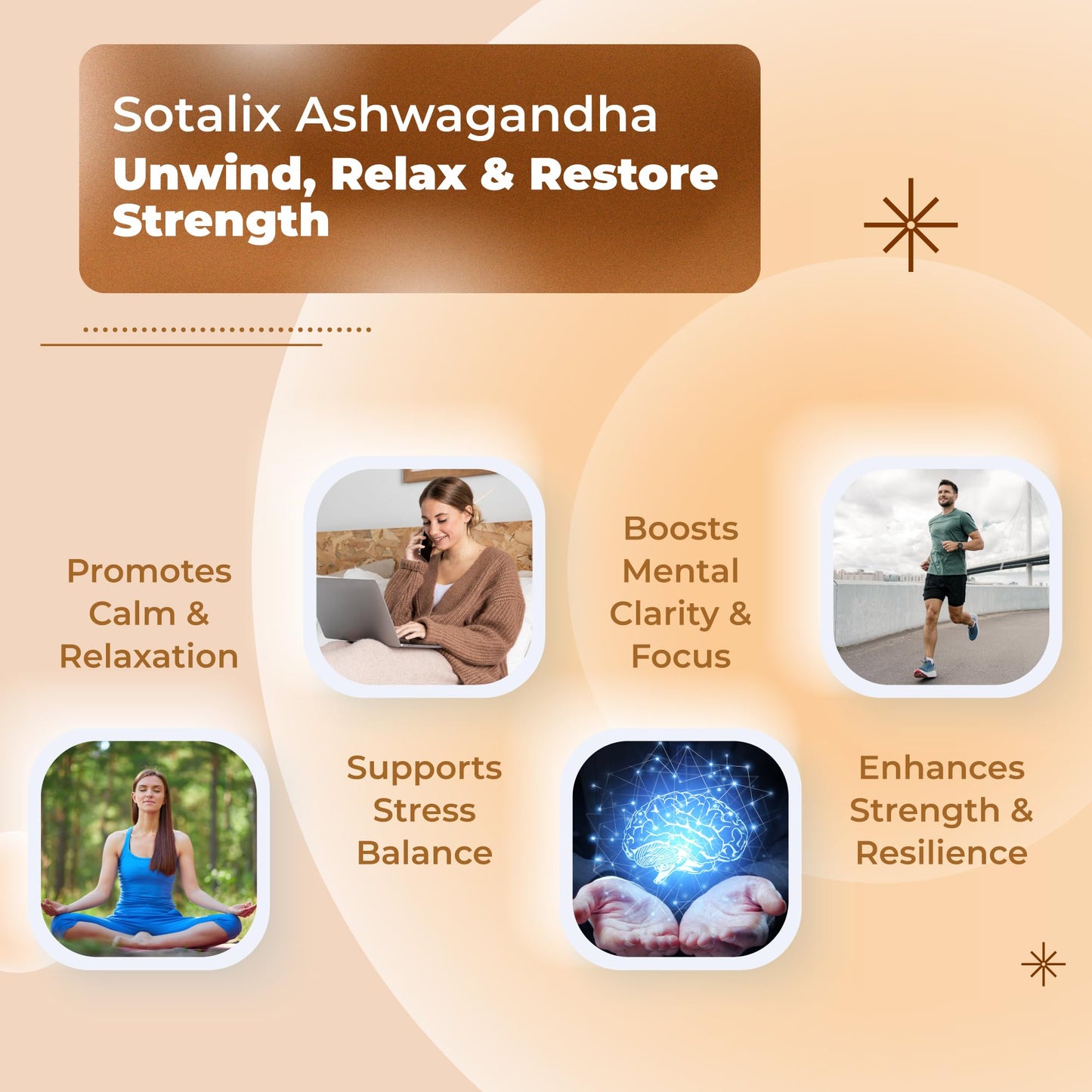 Sotalix Supplement Ashwagandha All-in-1 Advanced Formula with L-Theanine, Rhodiola, St. John's Wort Capsule, 150 Count