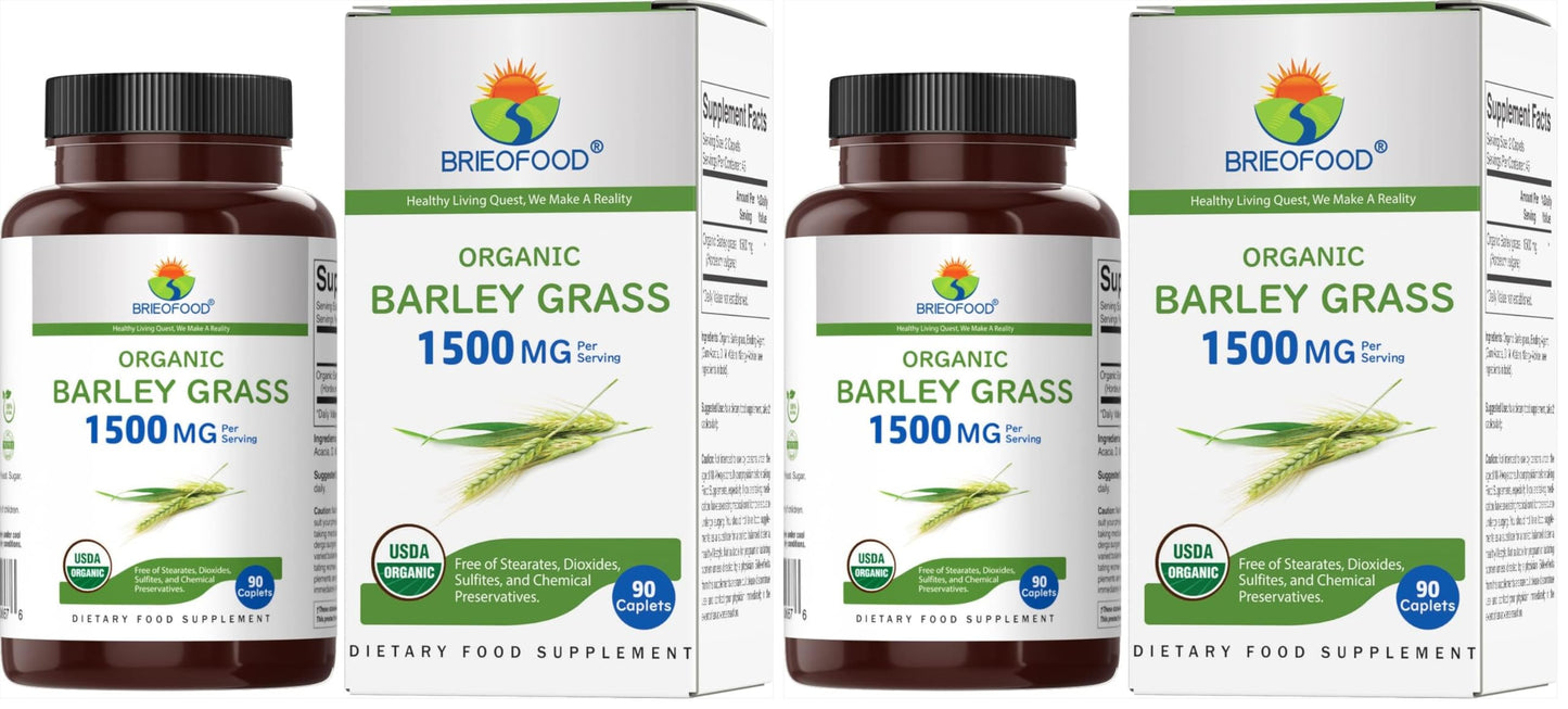 Brieofood Organic Barley Grass 1500mg, 180 Tablets