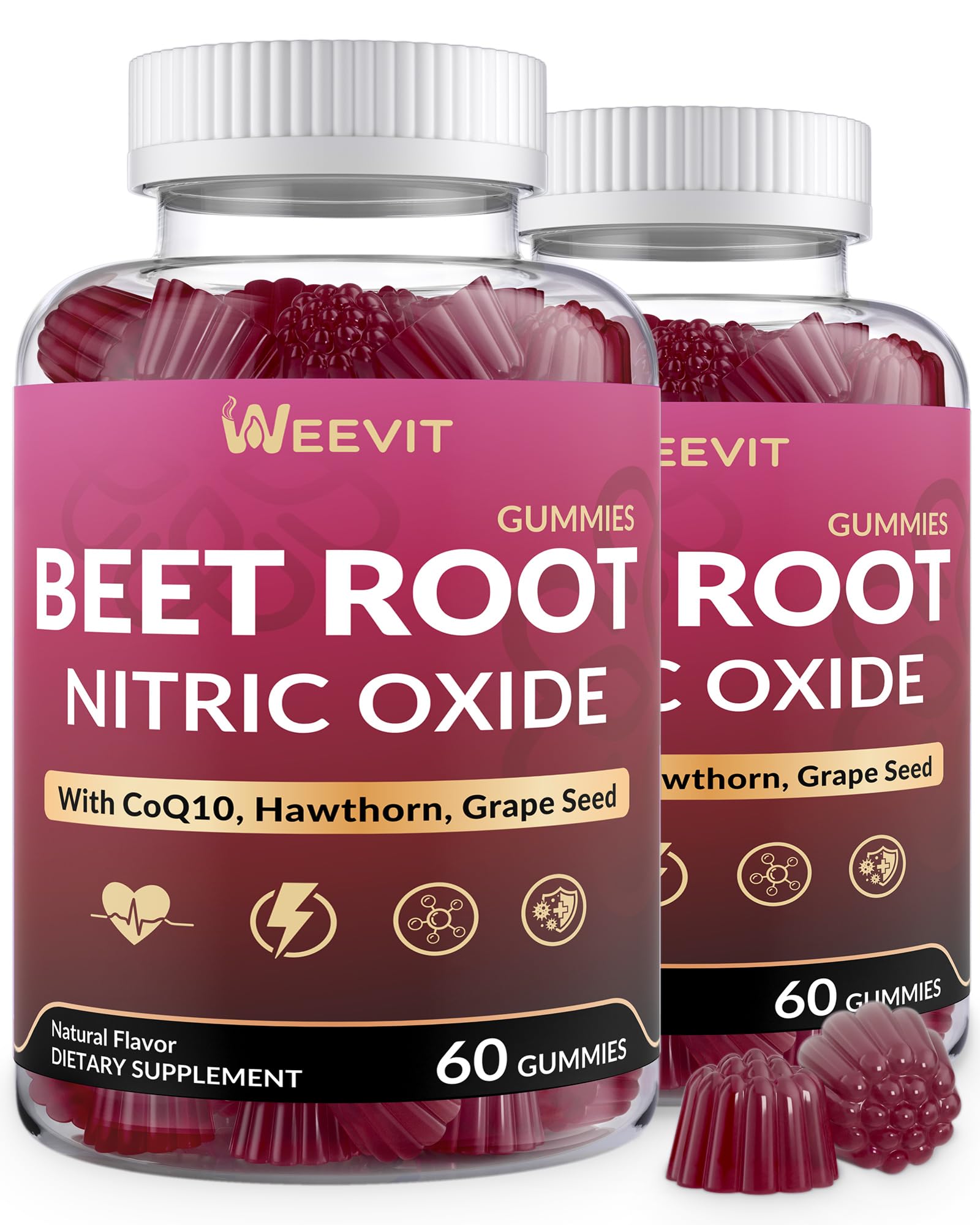WEEVIT Beet Root Gummies Nitric Oxide Supplement for Men, 120 Gummies