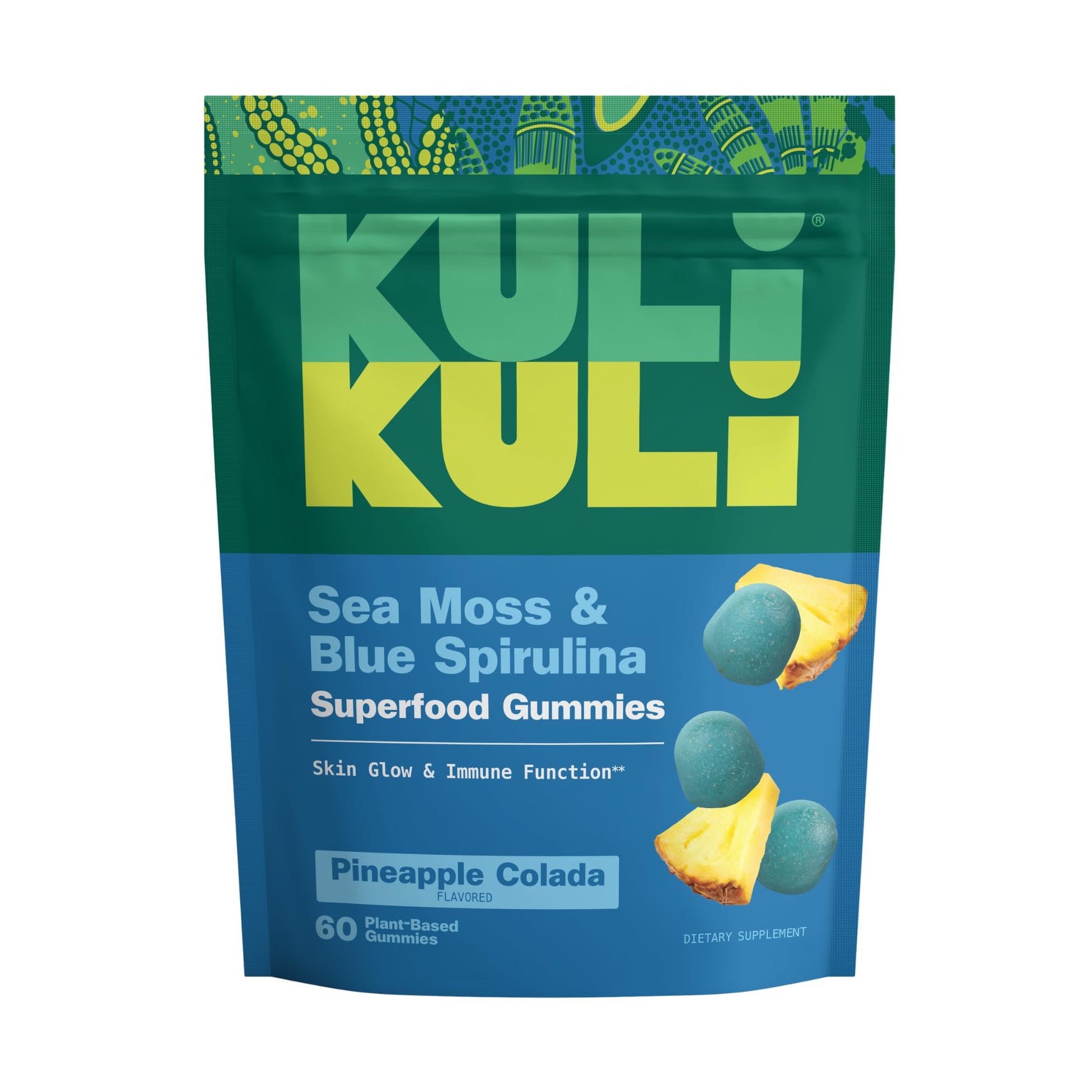 Kuli Kuli Sea Moss & Blue Spirulina Superfood Gummies, 60 Count
