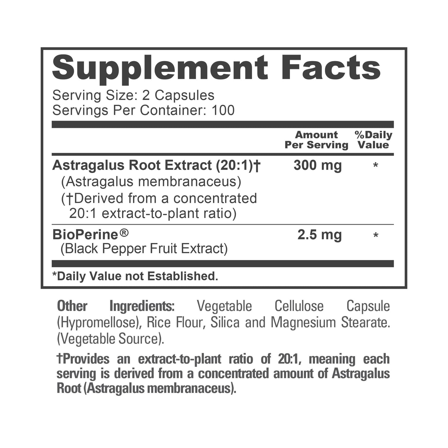 NusaPure Astragalus Capsules 200 Count