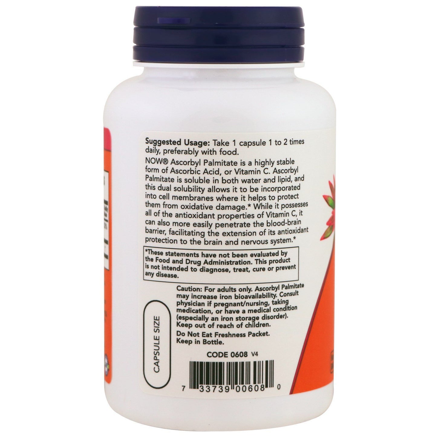 NOW Foods Ascorbyl Palmitate 500 mg Capsules, 100 Veg Capsules