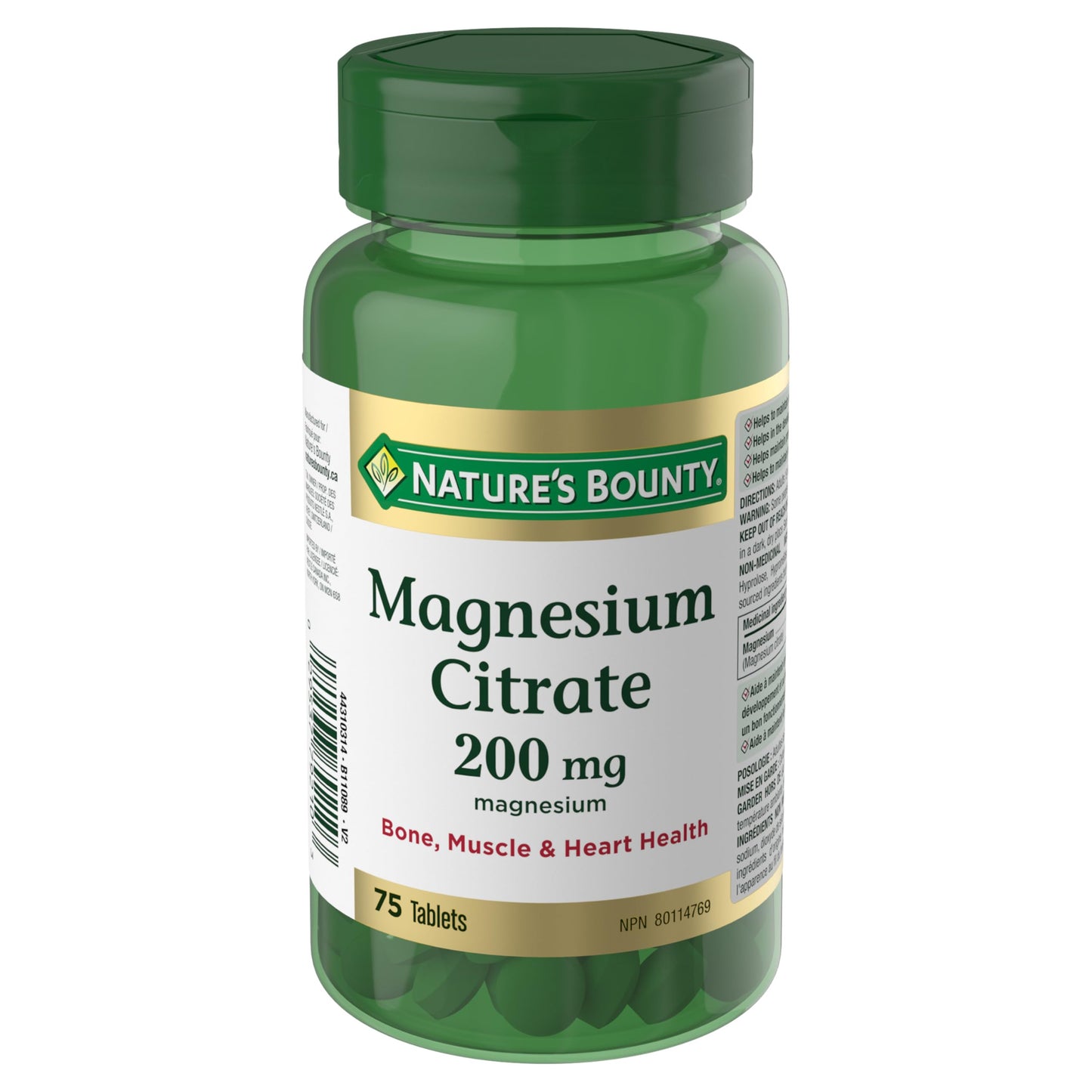 Nature's Bounty Magnesium Citrate 200 mg Tablets, 75 Count