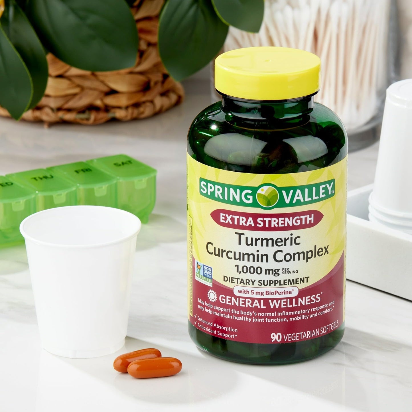 BASKETGOODS Turmeric Curcumin 1000 mg Complex Extra Strength Softgels 90 Count