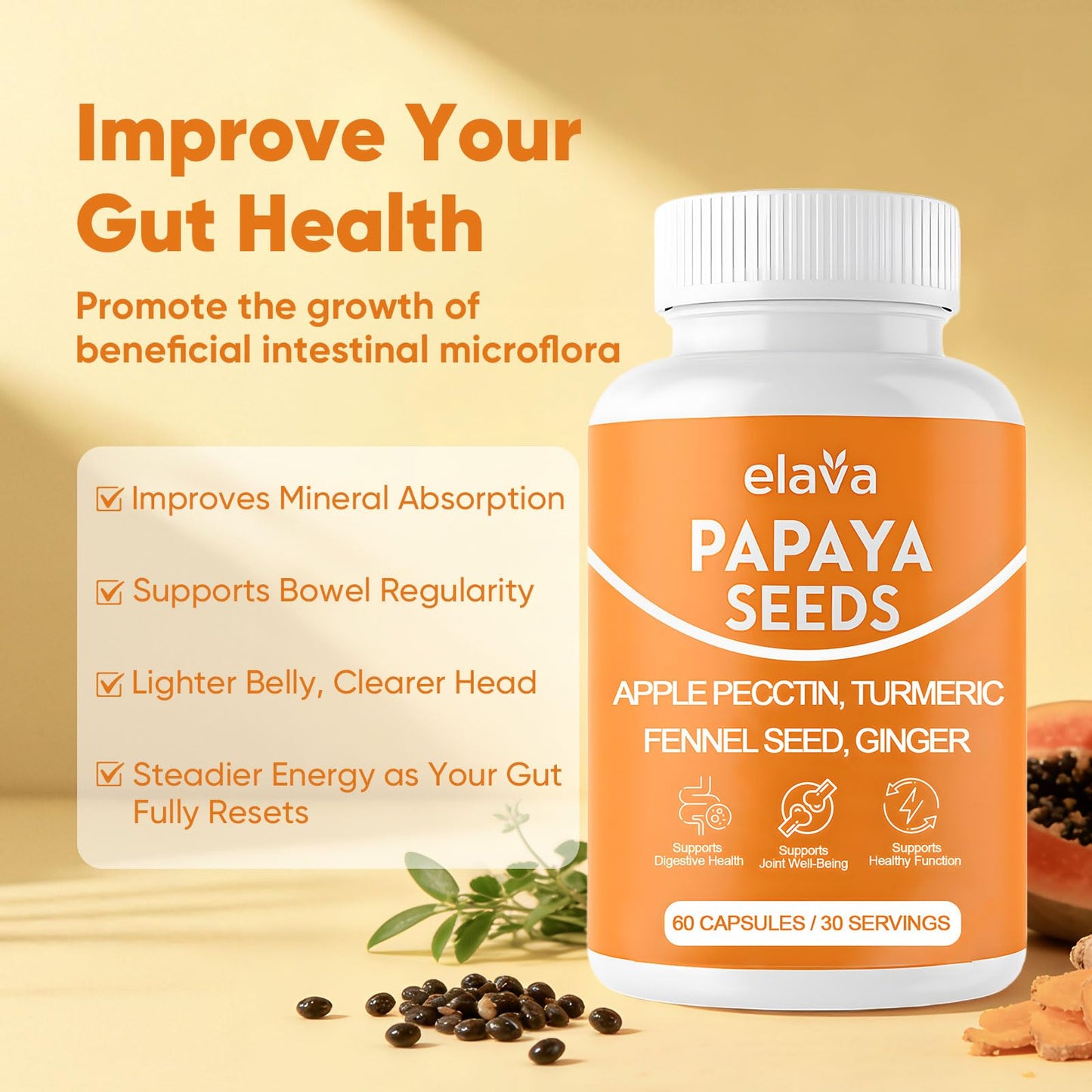 Awjsde Elava Papaya Seeds Capsules, 1 Capsule