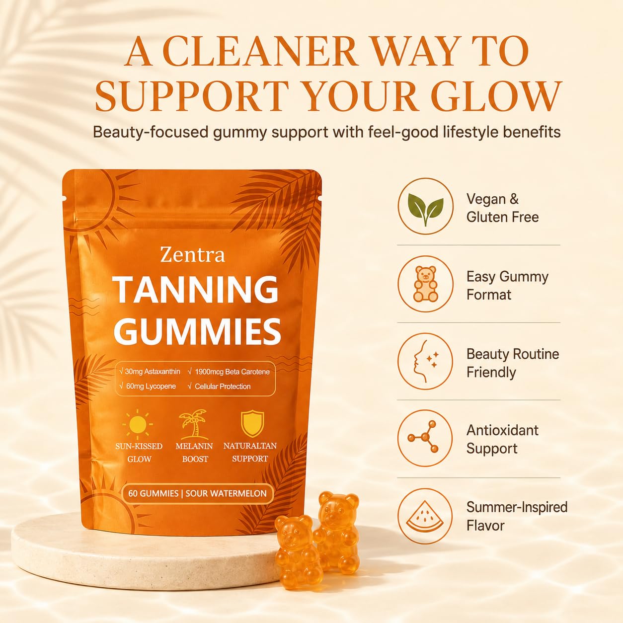 Seralia Zentra Tanning Gummy, 60 Count