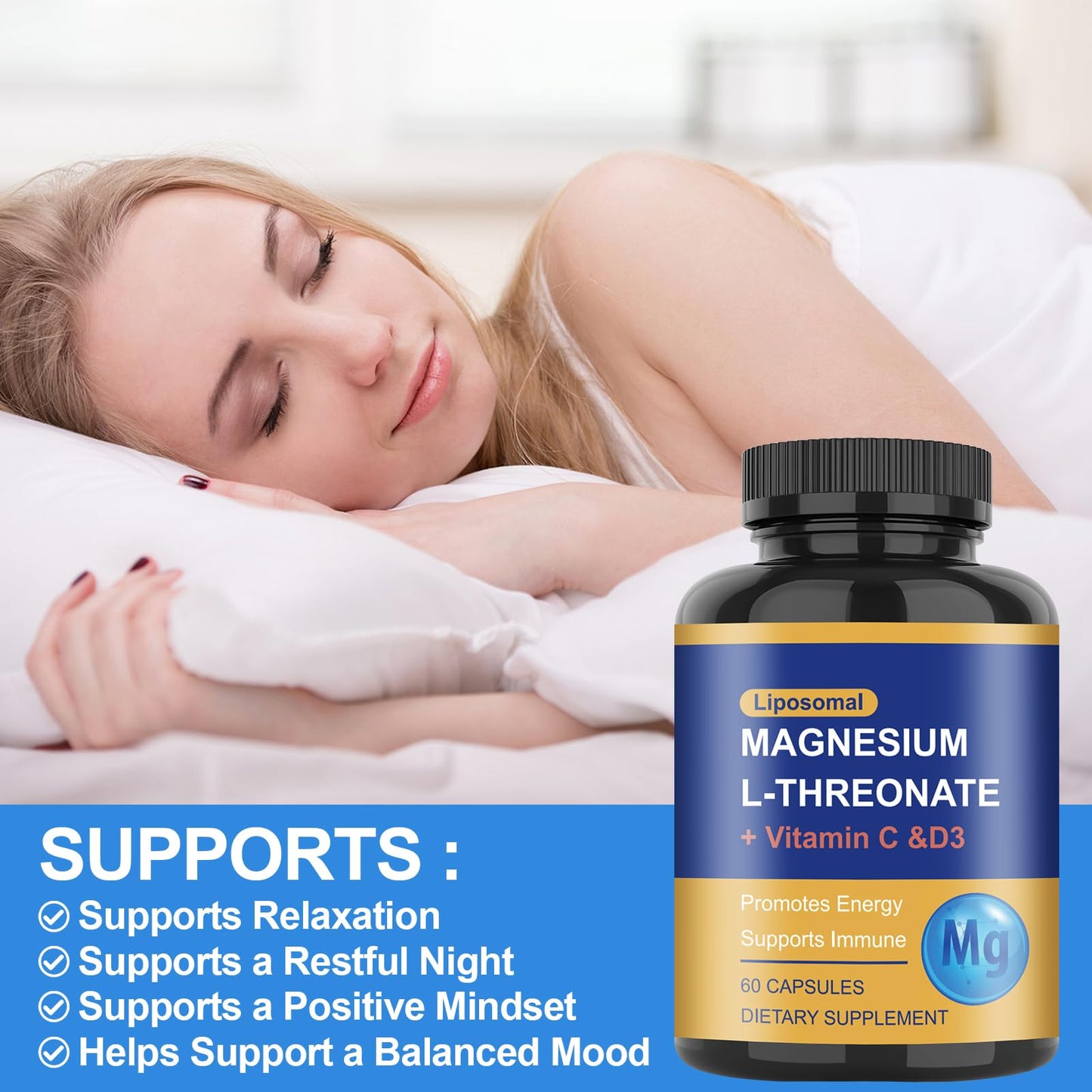 HICFRWE Magnesium L-Threonate Supplement 120 Capsules
