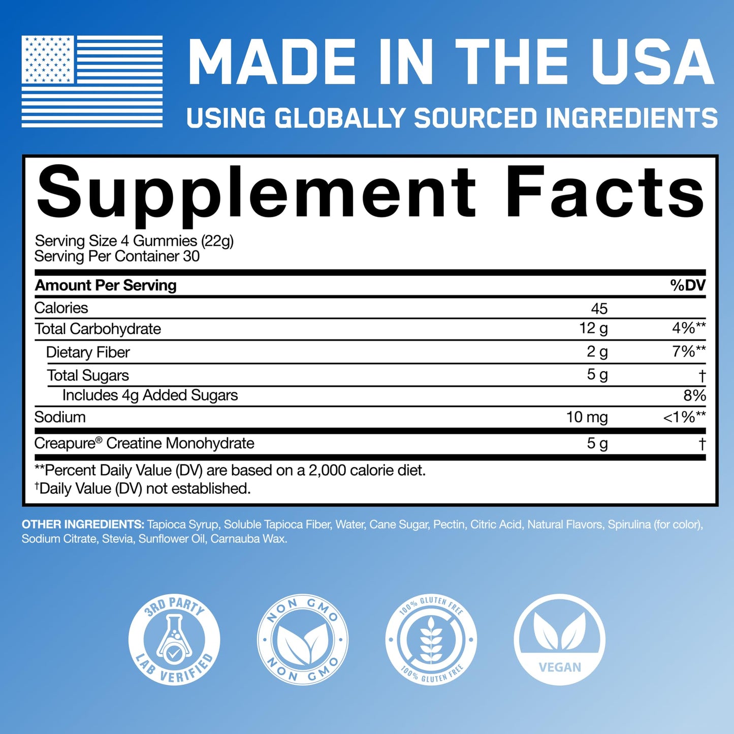 SteelFit Creapure Creatine Monohydrate Gummies, 120 Gummies