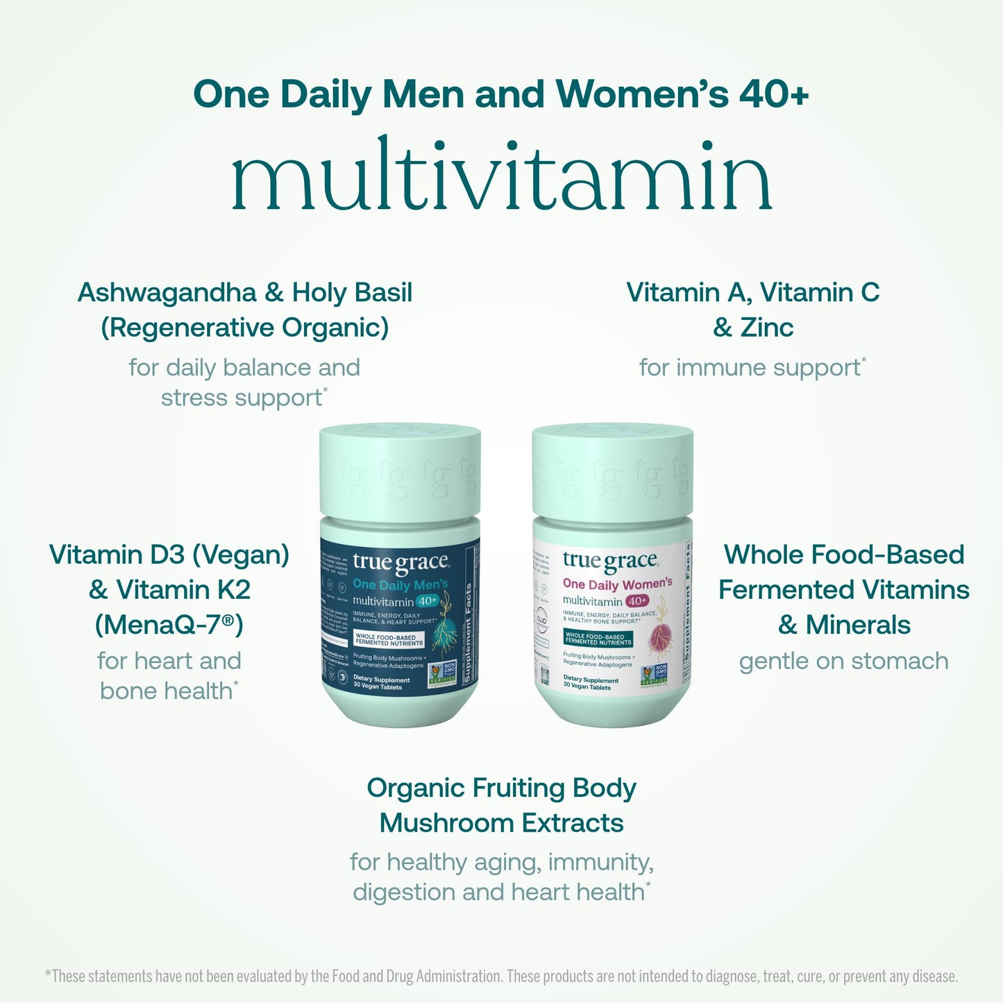 True Grace One Daily Men's & Women's Multivitamin 40+ Tablets, 60 Count