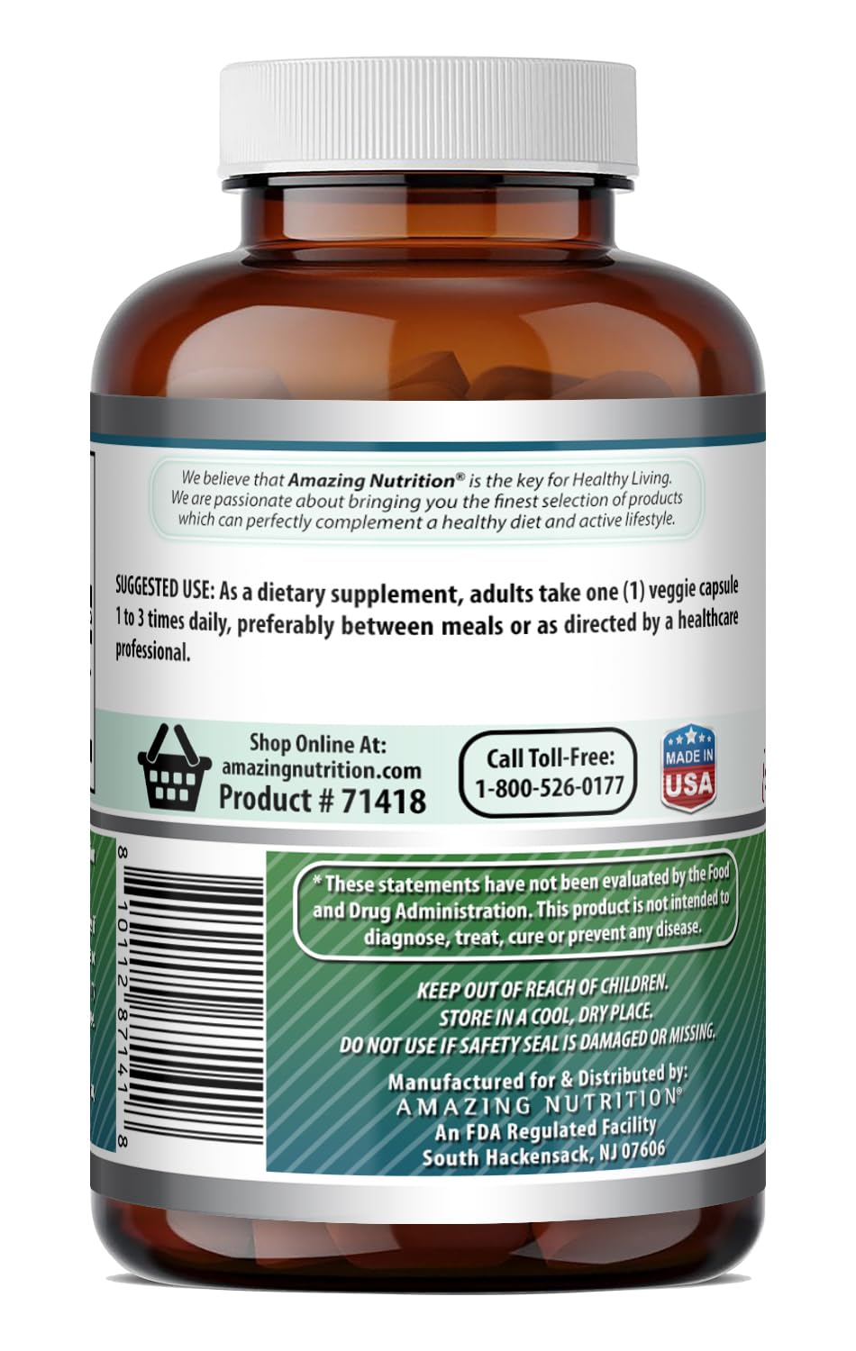 Amazing Nutrition DMAE Supplement 250 mg Capsules, 200 Count