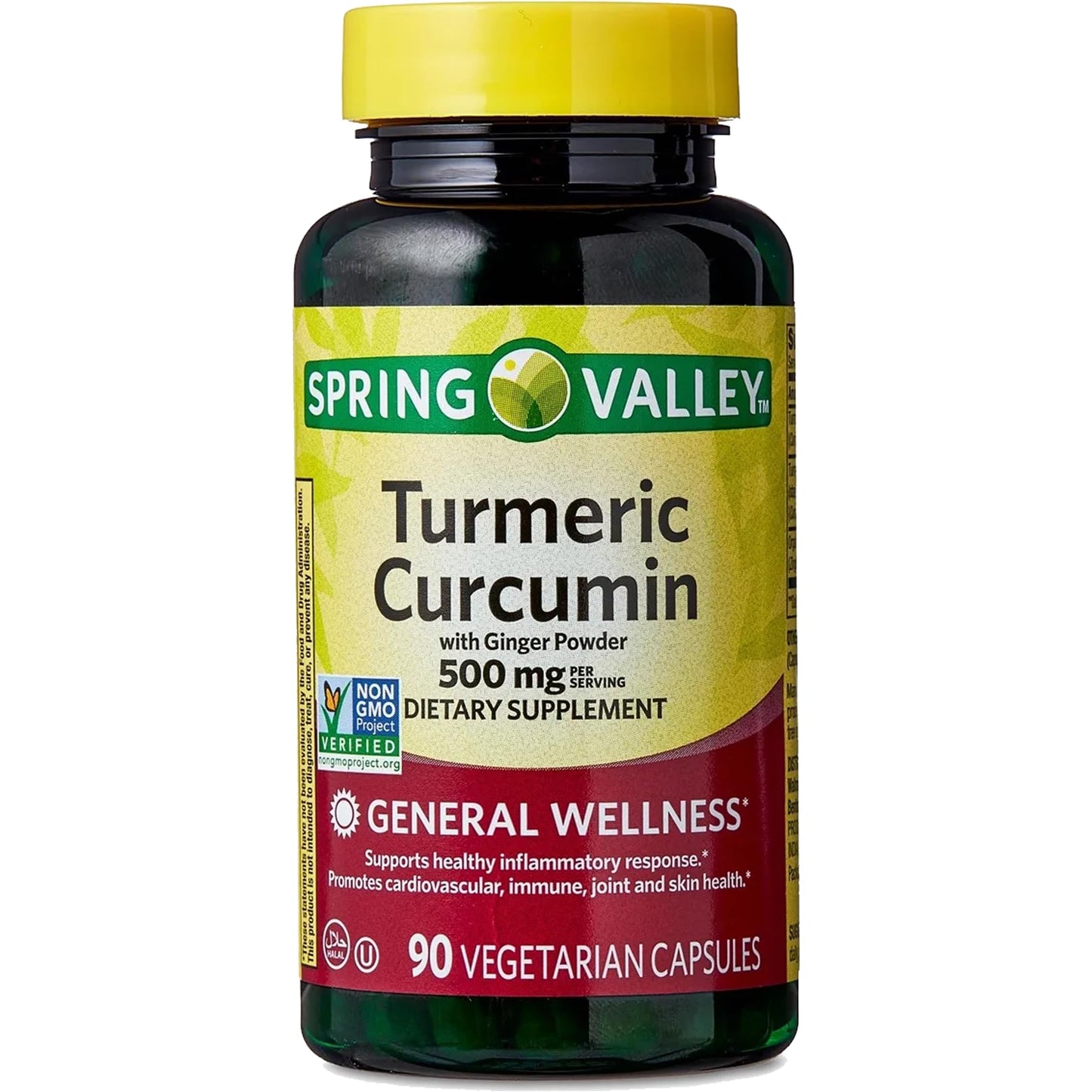 Generic Turmeric Curcumin with Ginger Powder 500 mg Capsules, 90 Count