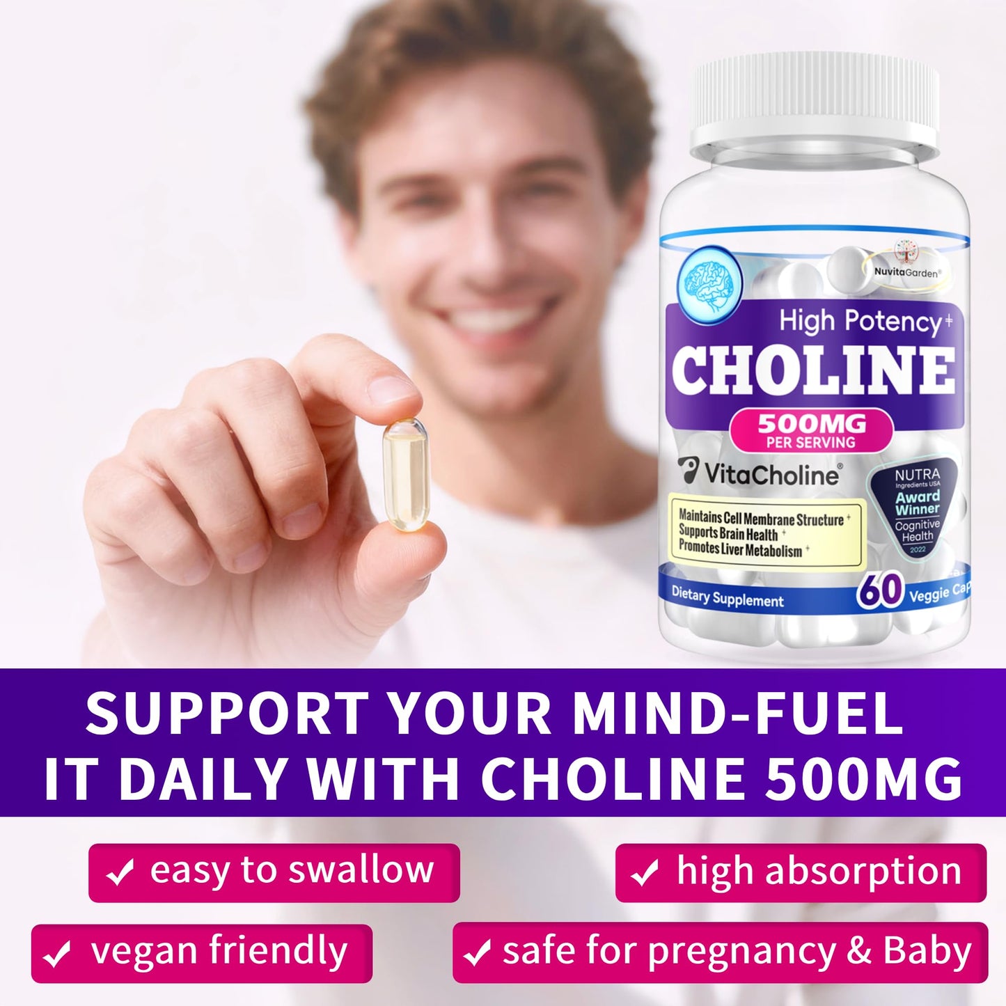 NuvitaGarden Choline 500mg Capsule, 60 Capsules
