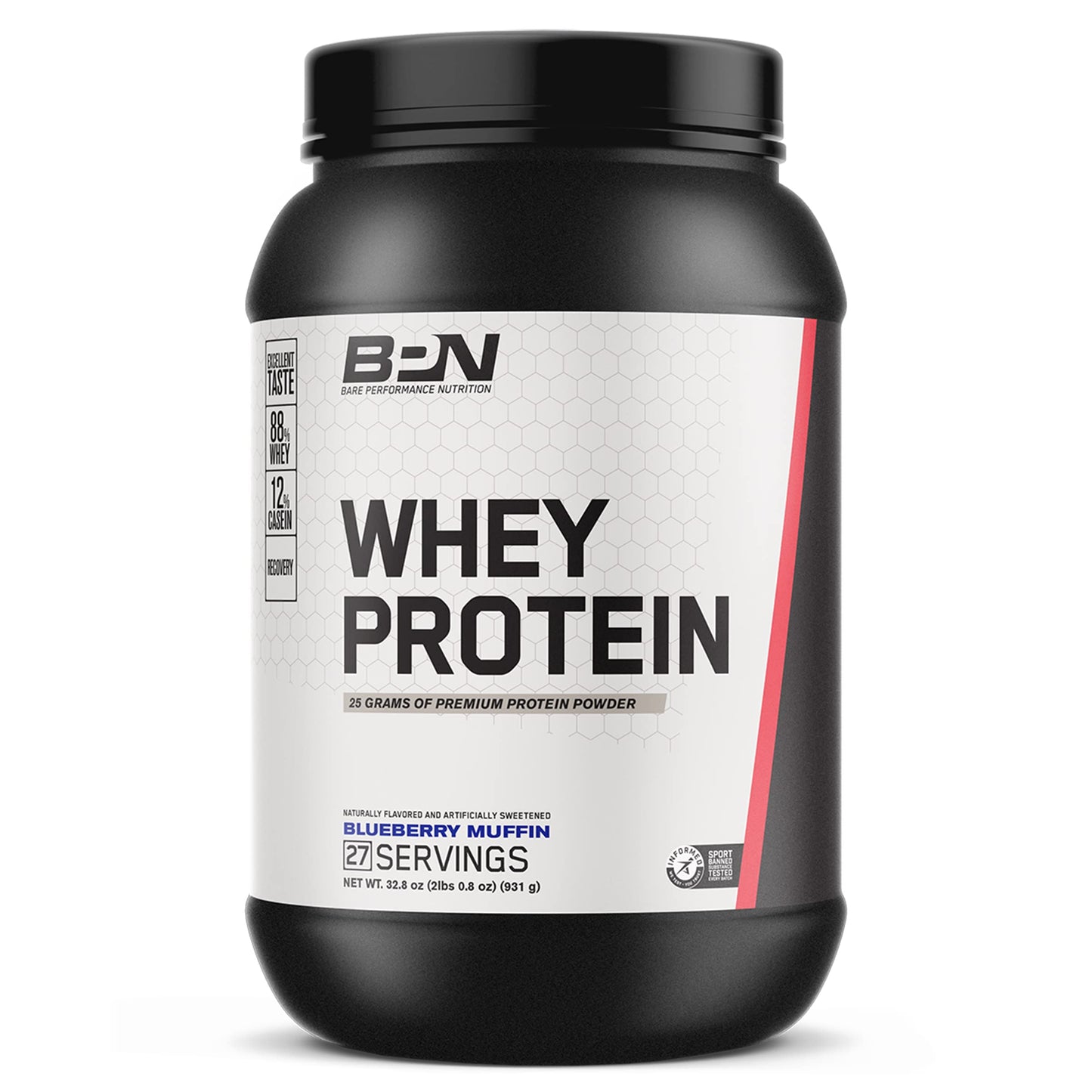 BARE PERFORMANCE NUTRITION BPN Whey Protein Powder Blueberry Muffin + Creatine Bundle, 37.8