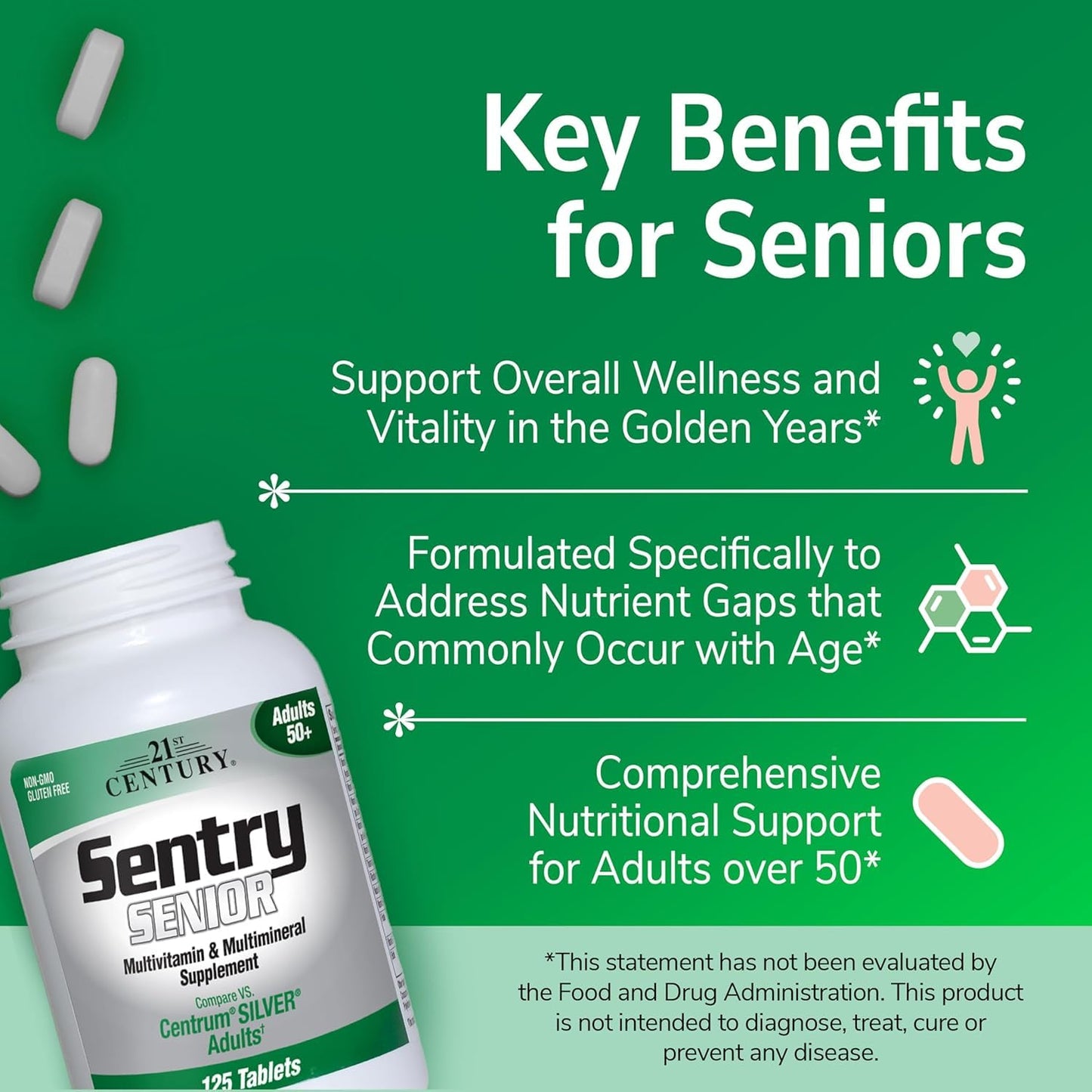 21st Century Sentry Senior 50+ Tablets, 250 Tablets