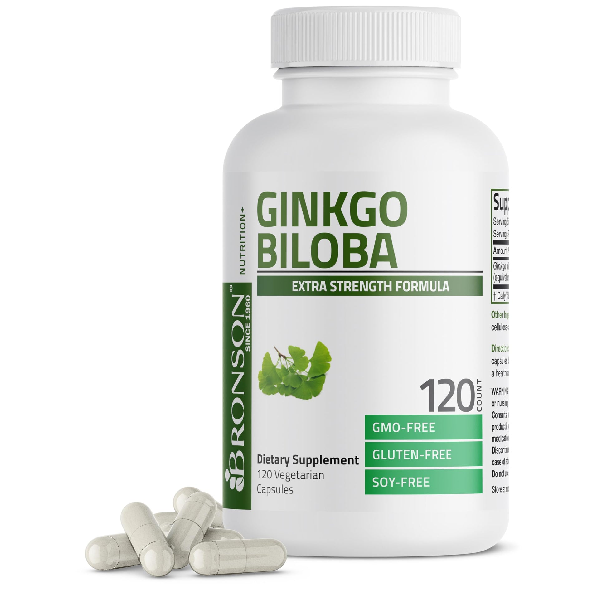 Bronson Ginkgo Biloba Extra Strength Brain & Memory Support, 120 Capsules