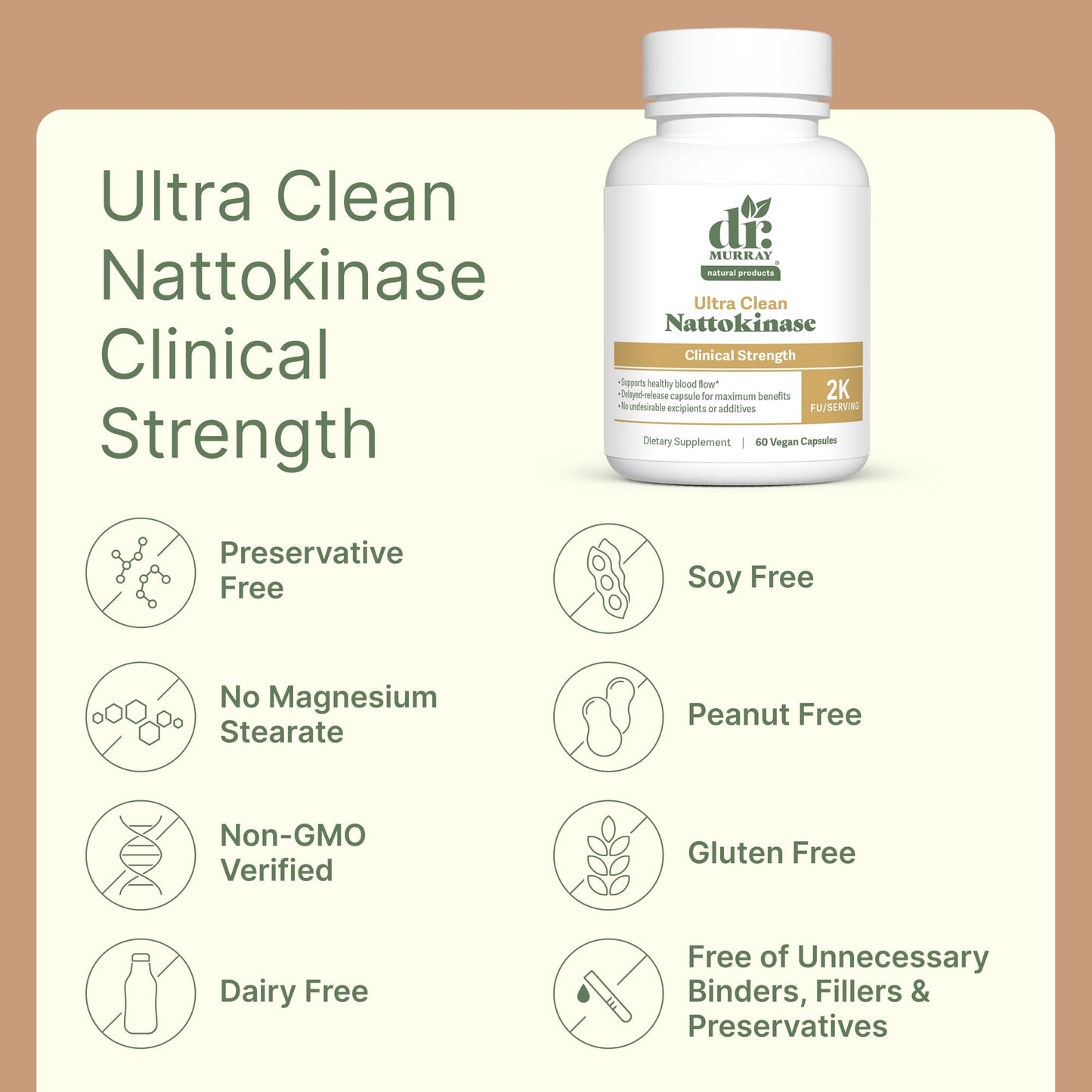 Dr. Murray Natural Products Ultra Clean Nattokinase Capsules, 60 Count