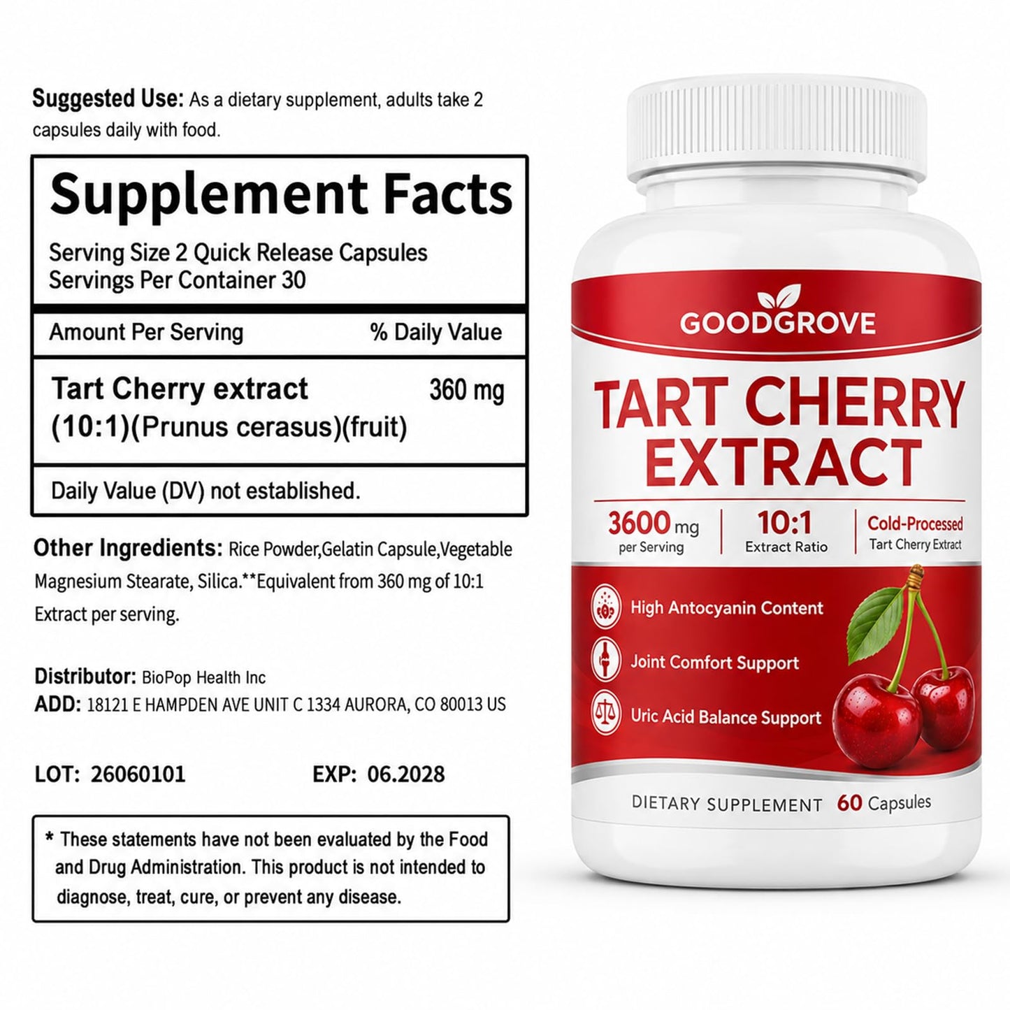 Tanrewsis Tart Cherry Extract Capsules, 1 Count