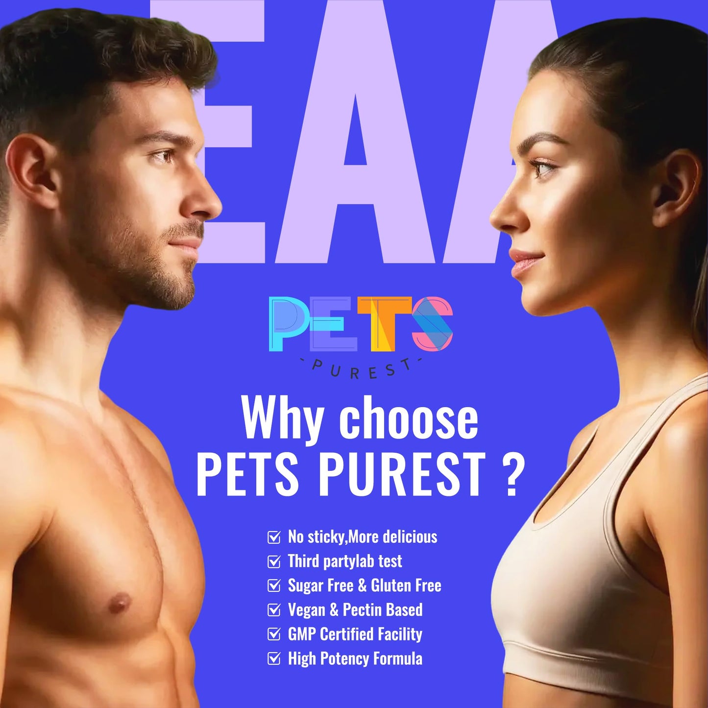 Pets Purest Essential Amino Acids (EAA) & BCAAs Gummies 120