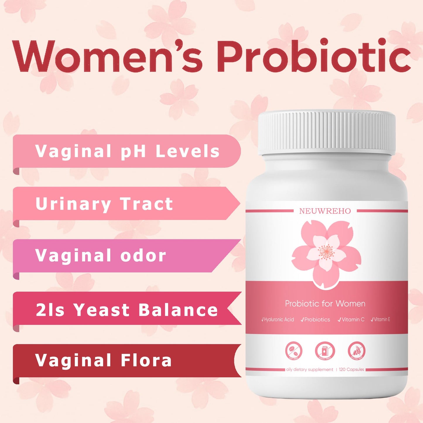 NEWUREHO Vaginal Probiotics for Women Capsules 120 Count
