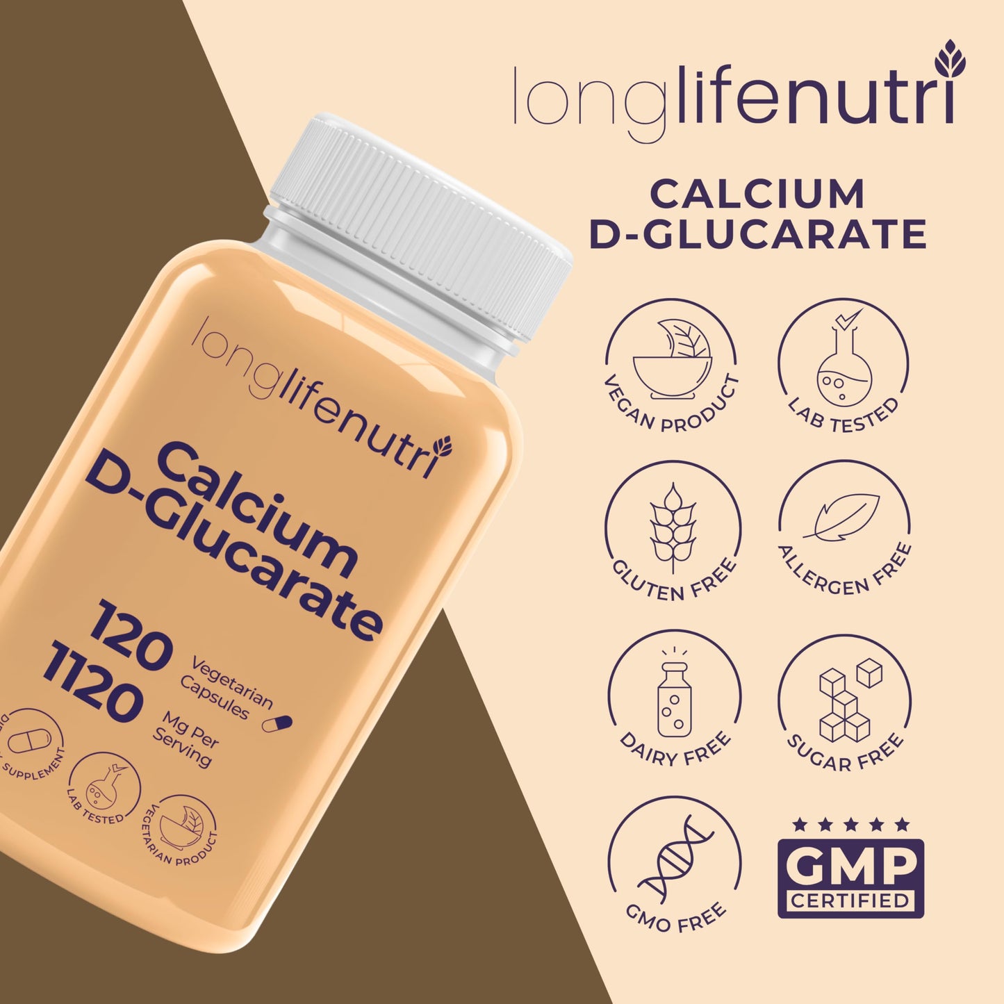 LongLifeNutri Calcium D-Glucarate Capsules 120 Capsules