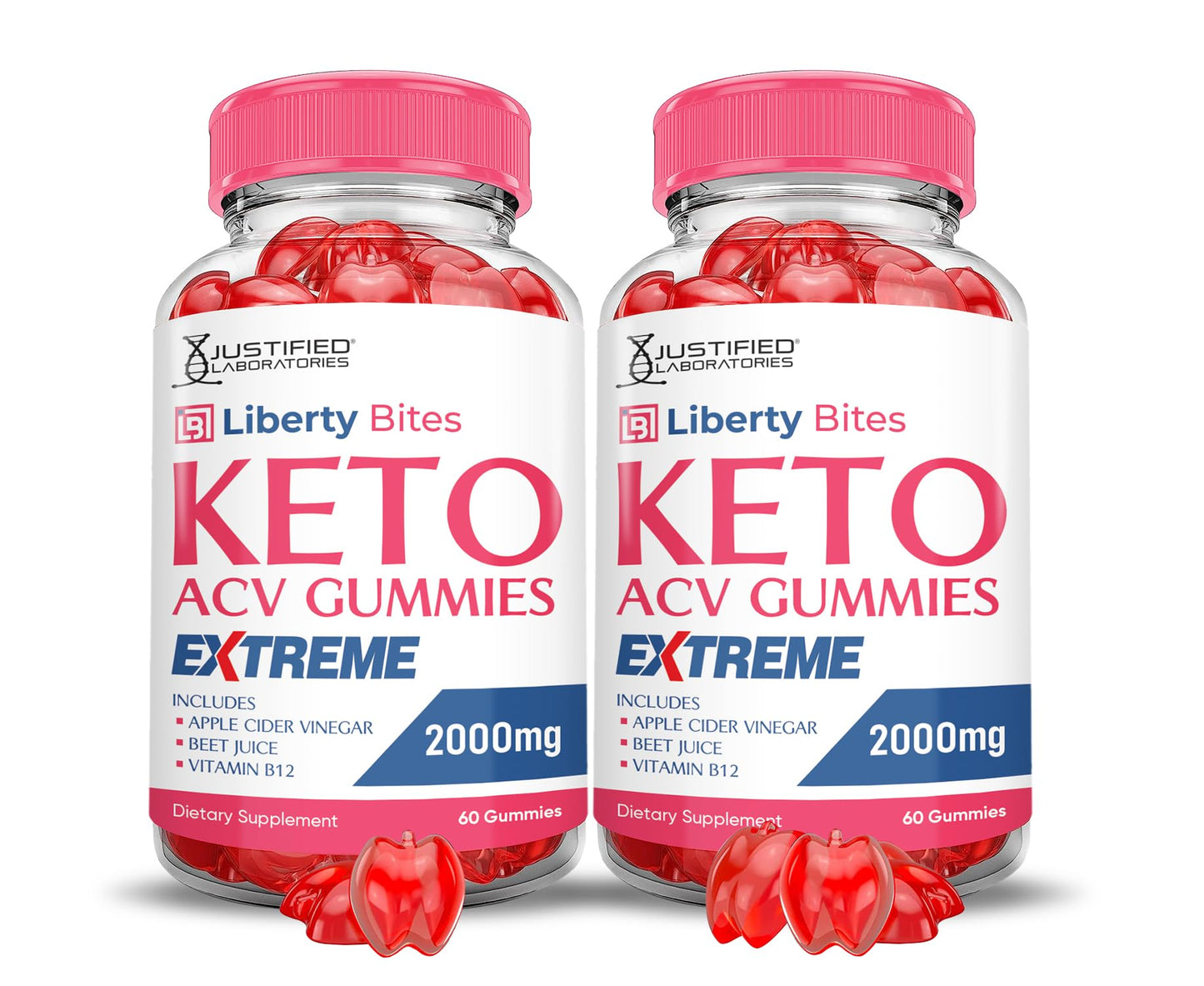 Justified Laboratories Liberty Bites Keto ACV Gummies Extreme 2000MG Gummy 120 Count