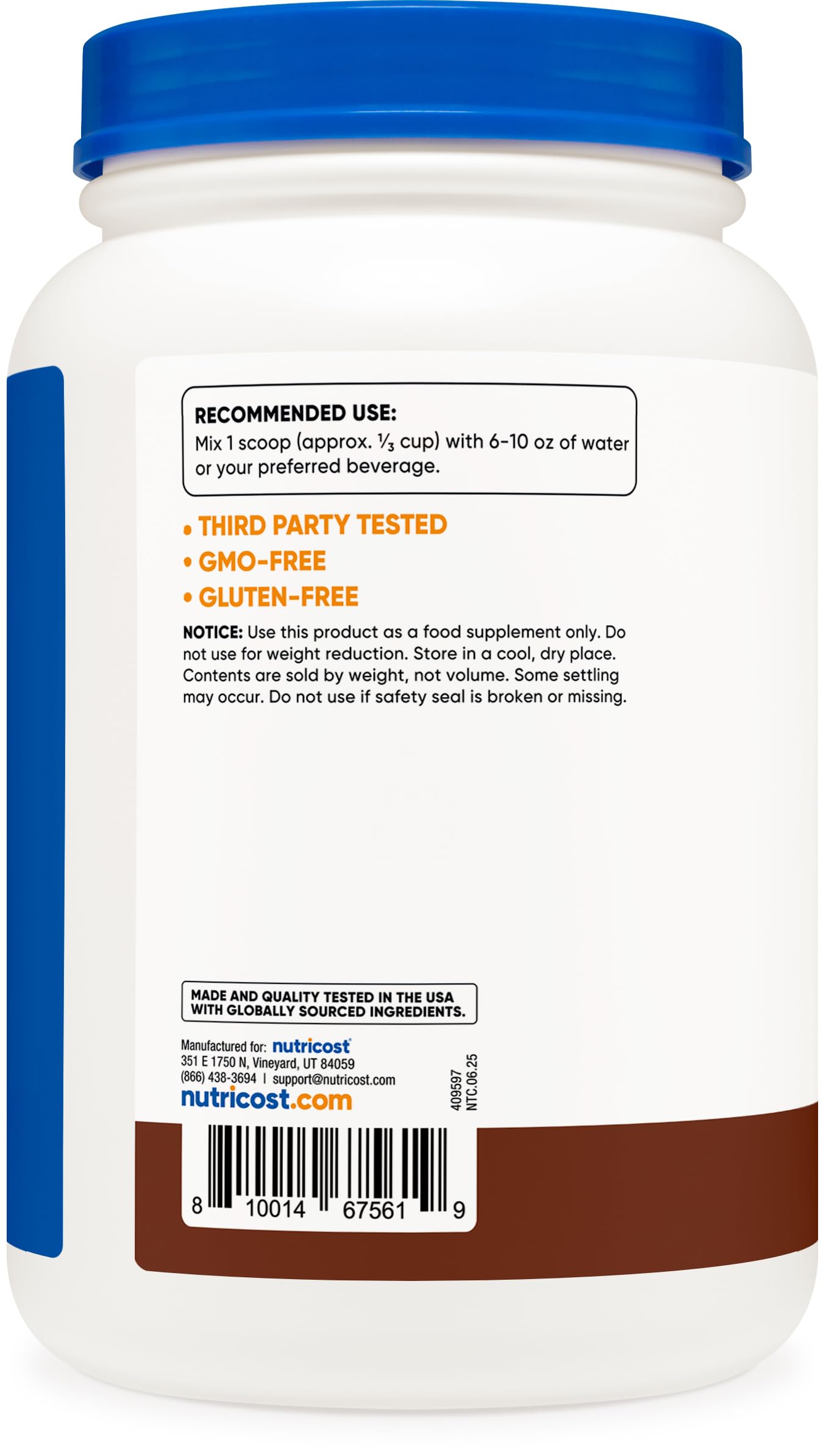 Nutricost Grass-Fed Whey Protein Isolate Powder, Chocolate, 32.4 oz