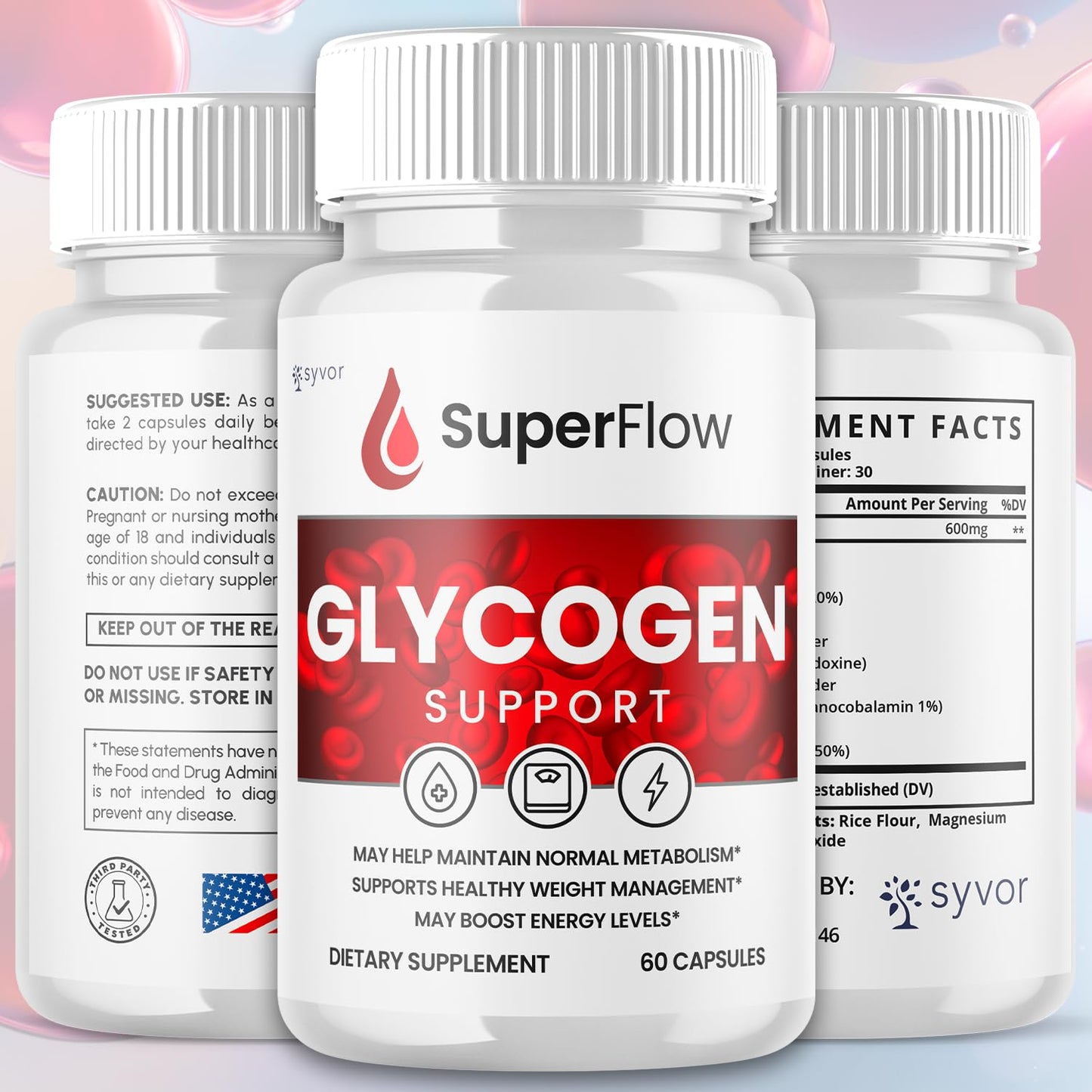 Syvor Super Flow Glycogen Support Supplement Formula Capsules, 120 Count