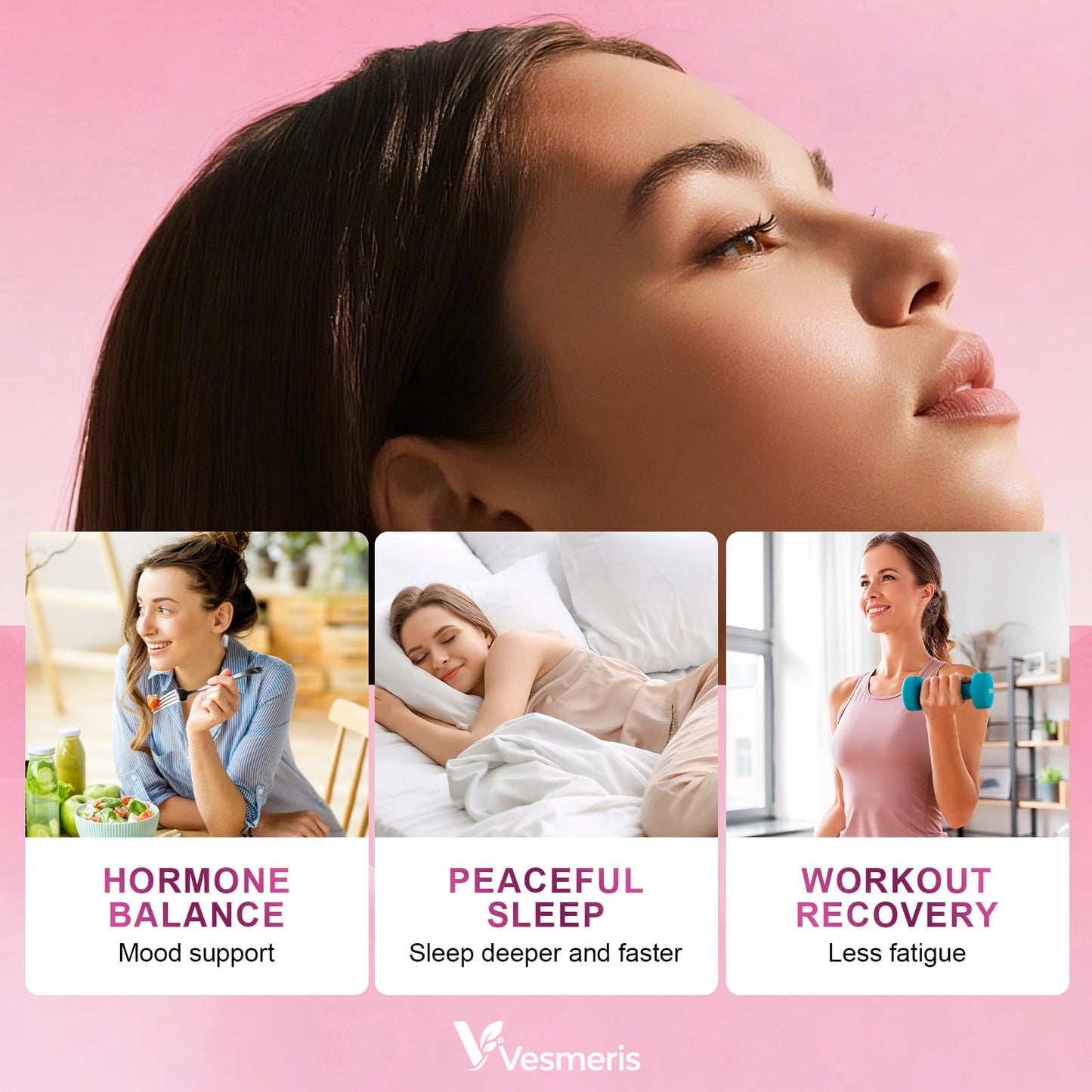 Vesmeris Magnesium Complex for Women, 10 in 1 Magnesium Blend with Magnesium Glycinate, Vitamin B6, Myo-Inositol, L-Theanine, Folate – Relax, Muscle Support, Calm Mood & Hormone Balance, Vegan, 120 Capsules