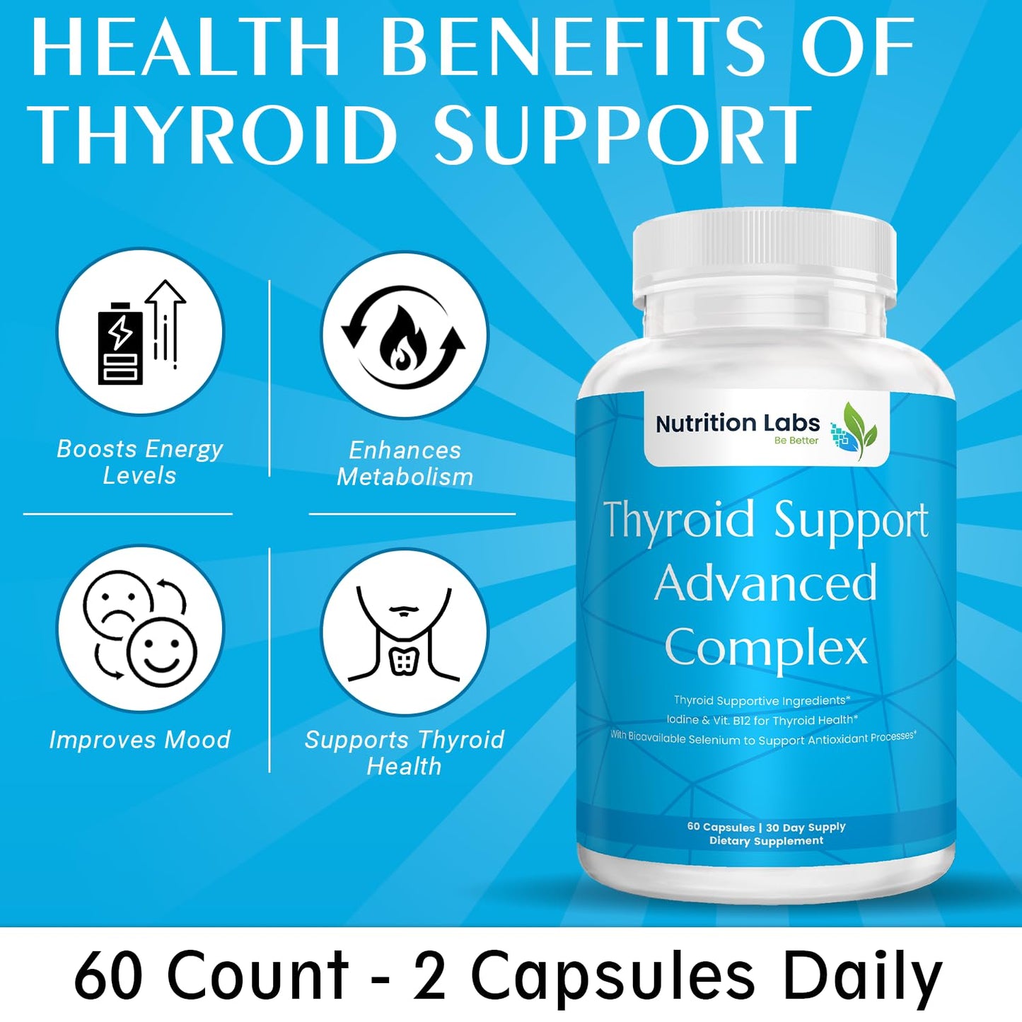 NUTRITION LABS BE BETTER Thyroid Support Advanced Herbal Supplement Capsule, 60 Count