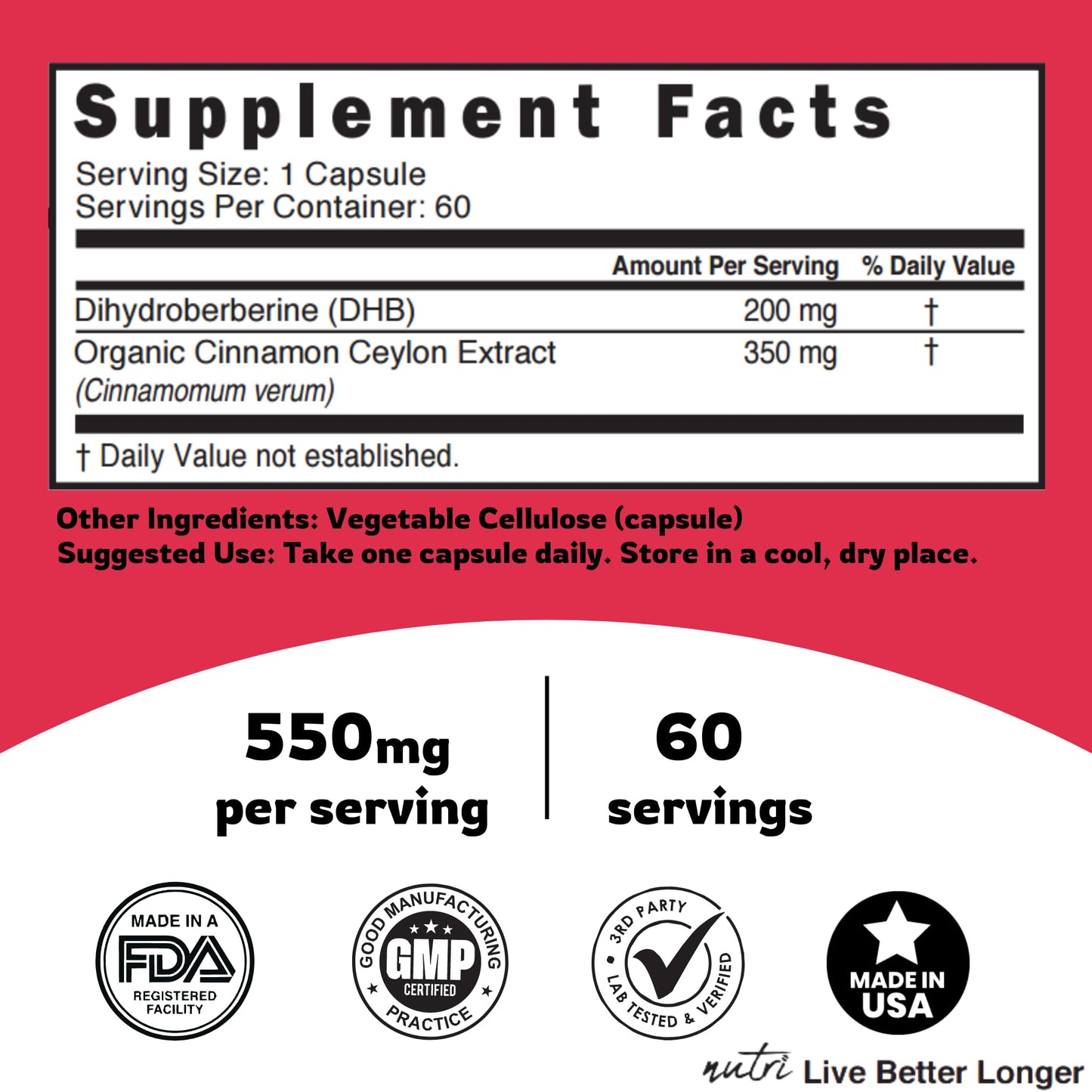 Nature's Fusions Dihydroberberine 200mg & R Alpha Lipoic Acid 600mg Capsules Bundle, 120 Capsules