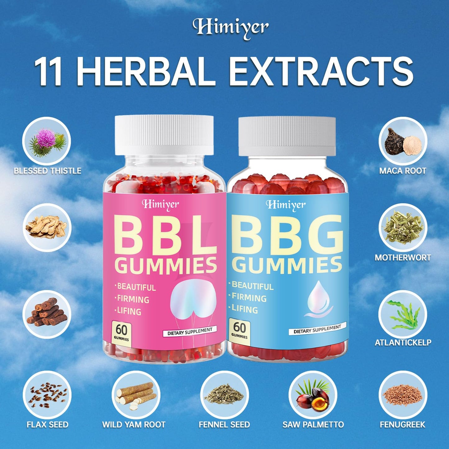 Himiyer BBG & BBL Gummies Combo Daily Herbal Nutrition Support Gummies for Women 120 Gummies