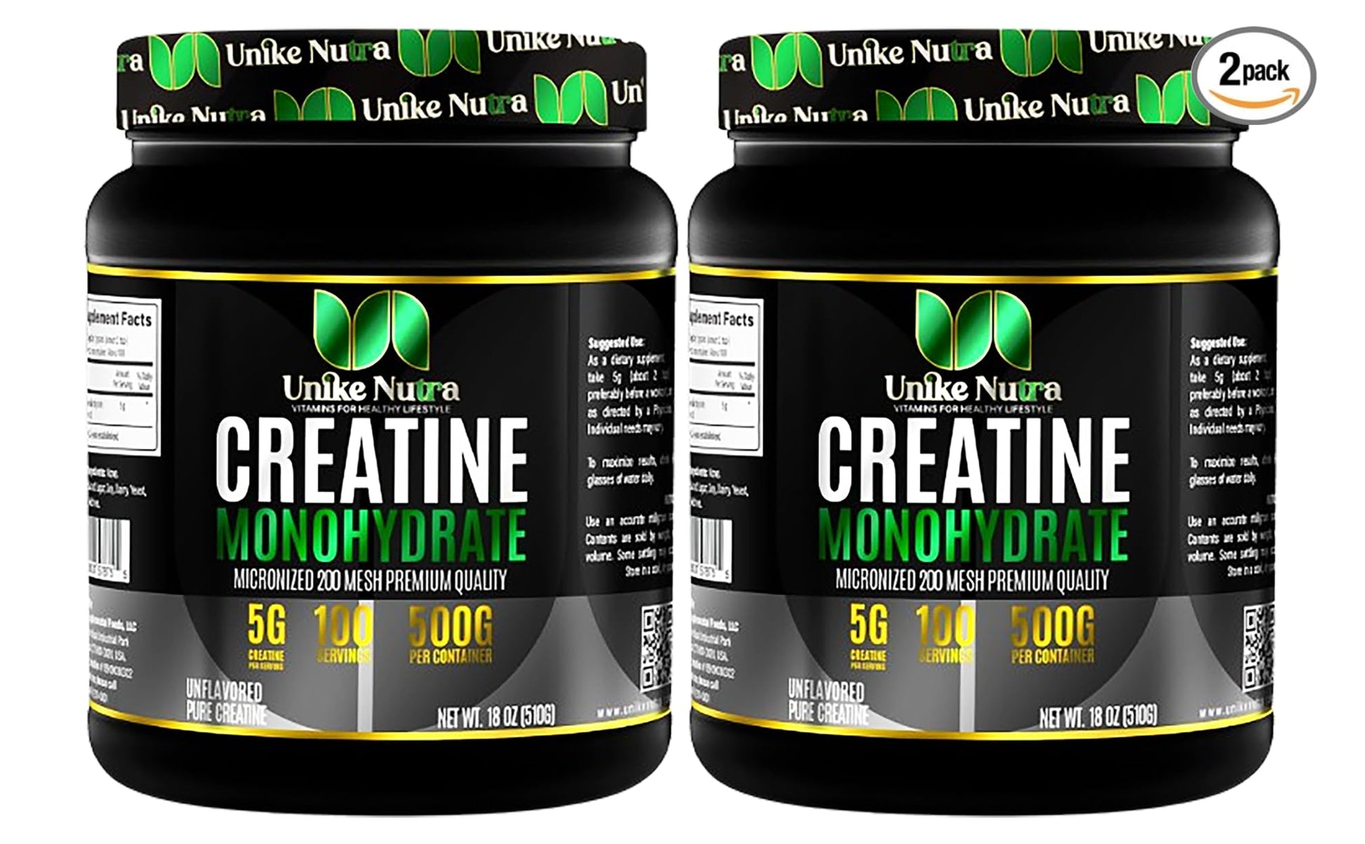 Unike Nutra Micronized Creatine Monohydrate Powder Pack of 2