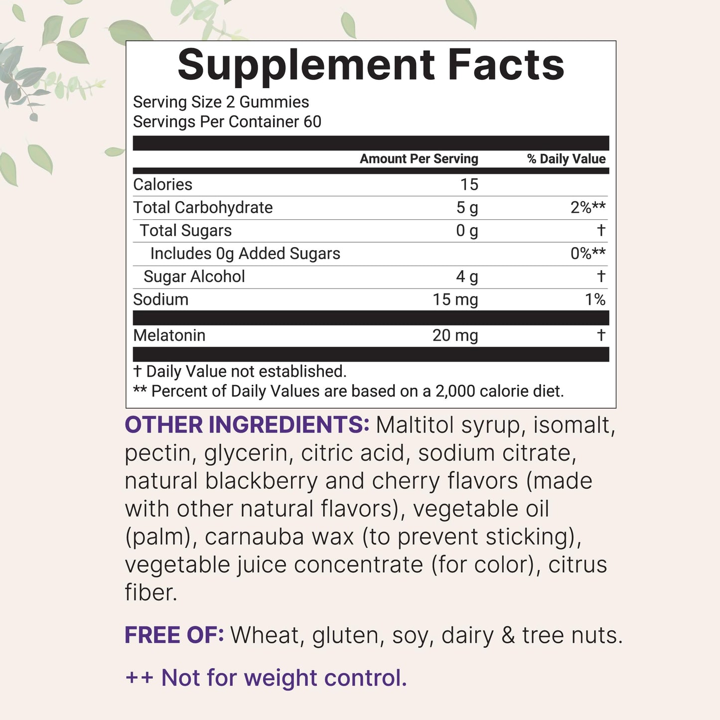 Micro Ingredients Melatonin 20mg Gummies, 120 Count